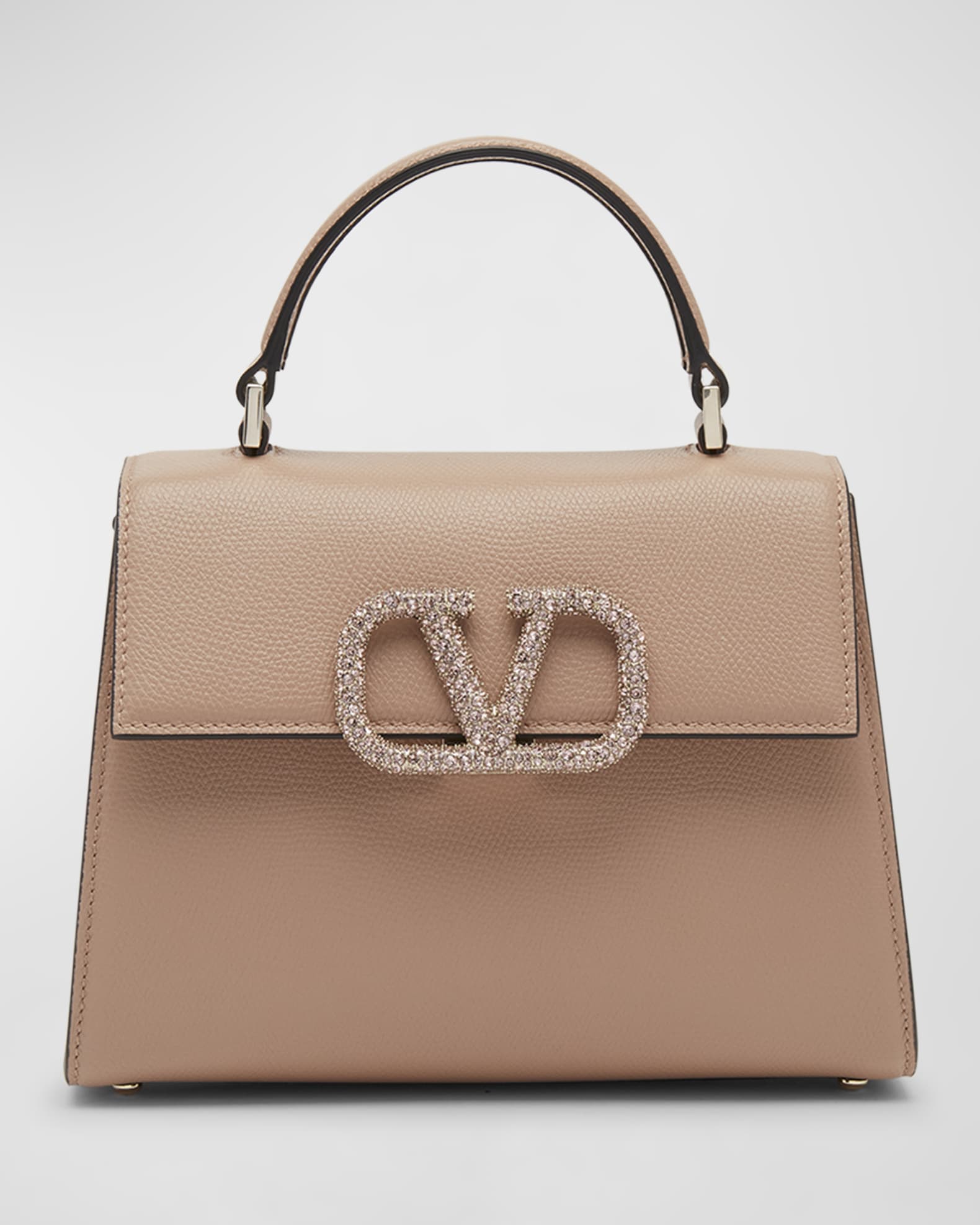 Valentino Vsling Small Rhinestone Leather Top-Handle Bag