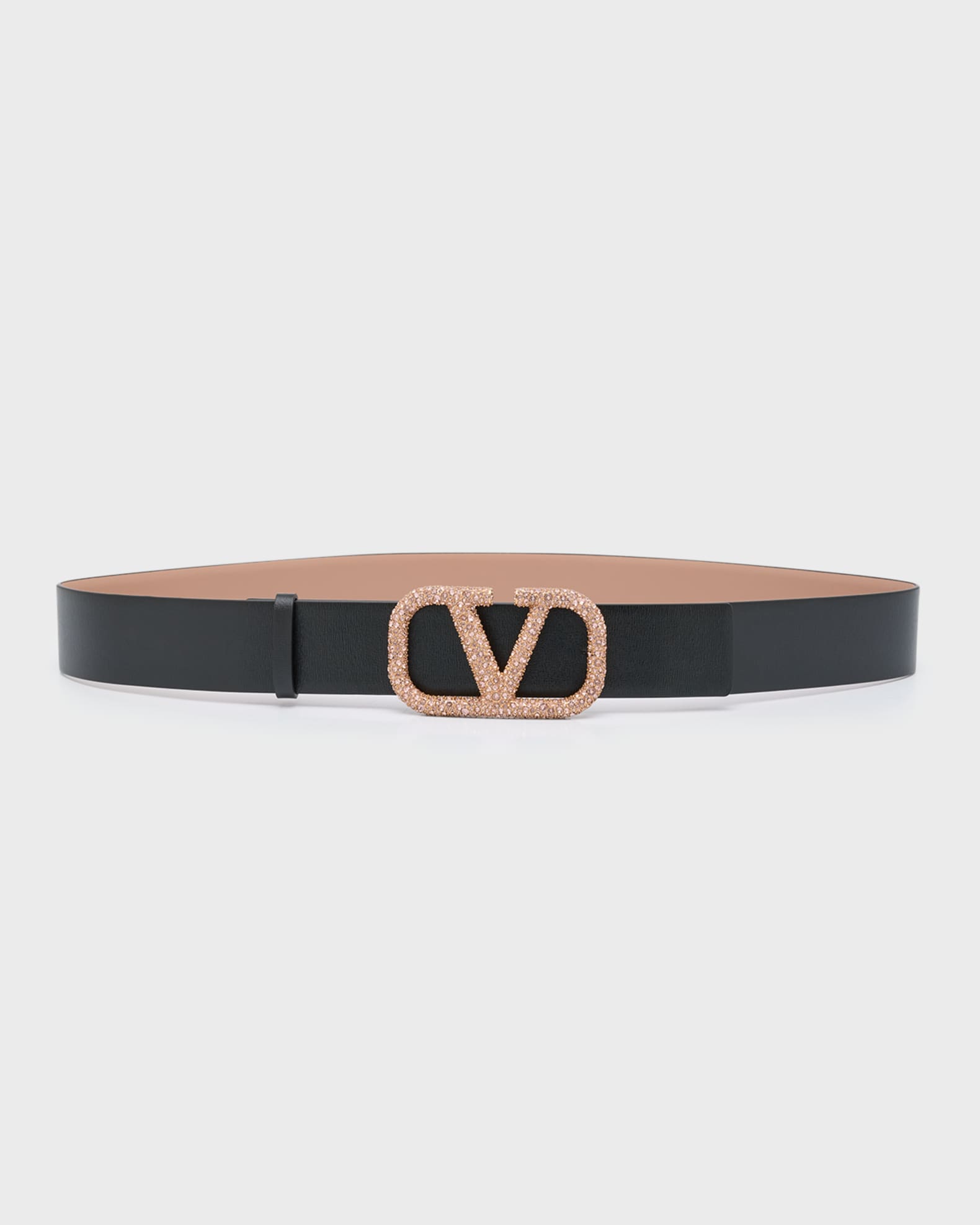 VLOGO crystal-embellished reversible leather belt