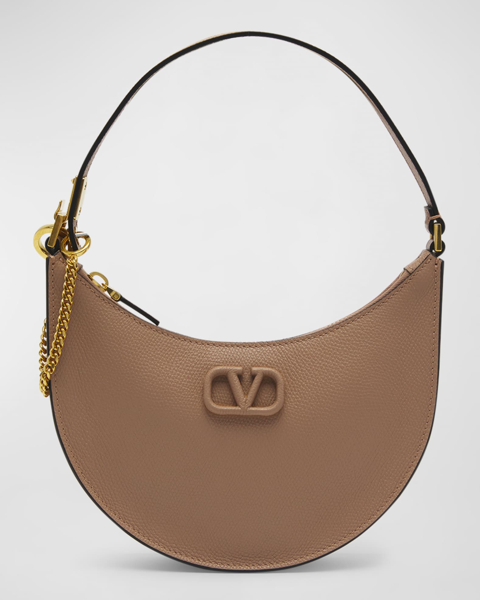 Valentino Rose Cannelle Leather V-Ring Shoulder Bag