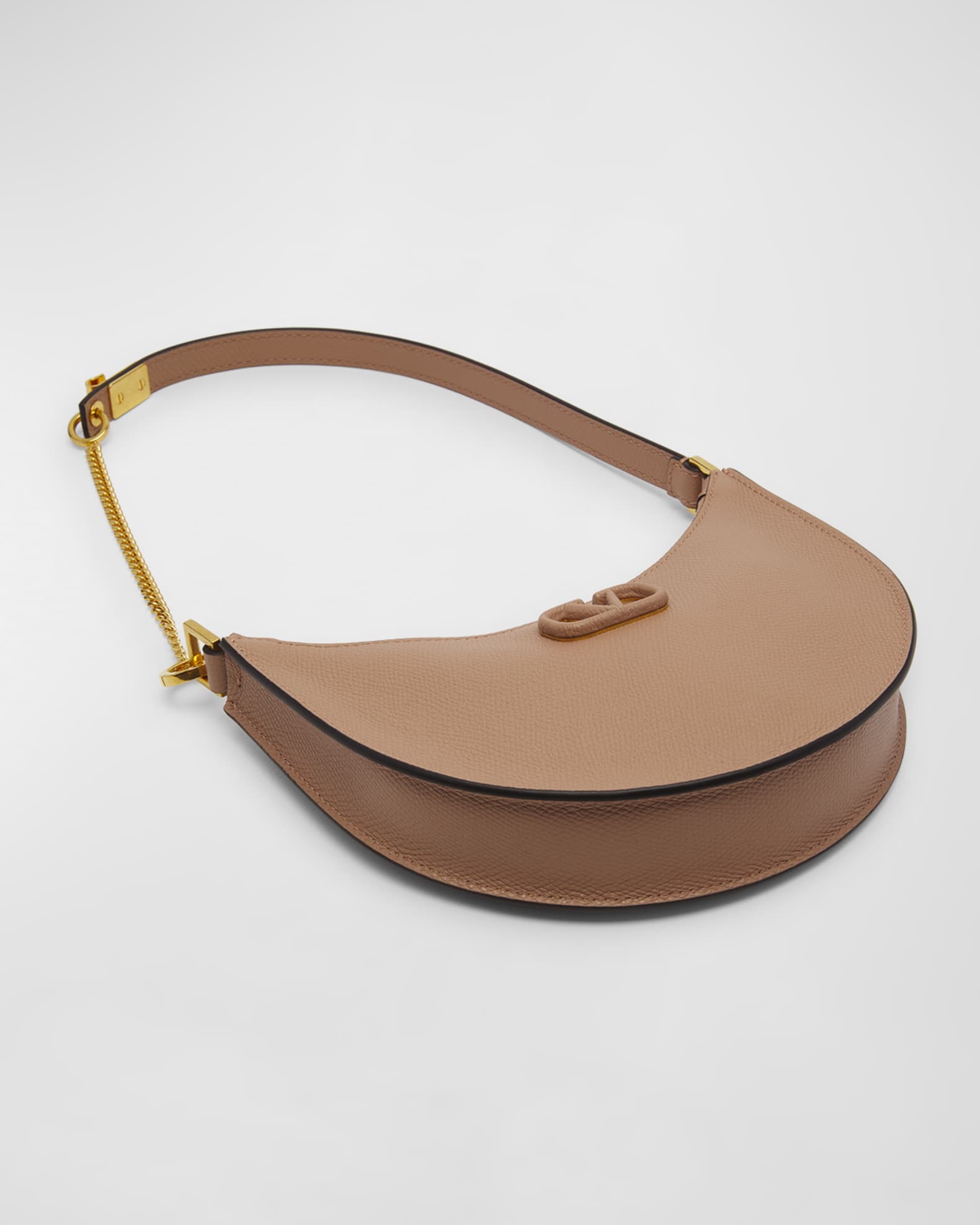 V Logo Signature Mini Leather Shoulder Bag in Gold - Valentino