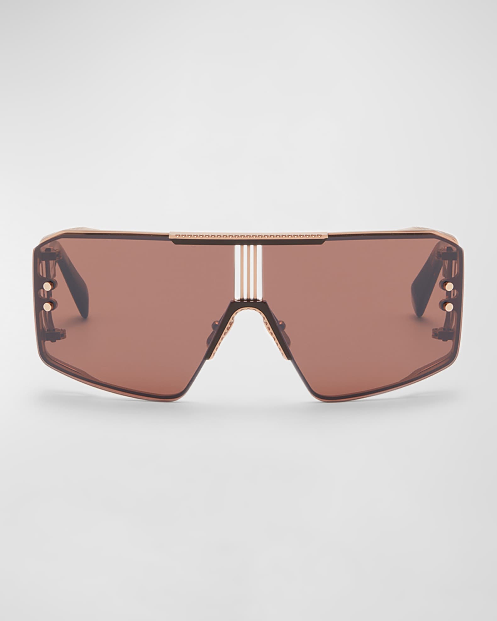 Le Masque Brown Titanium & Acetate Shield Sunglasses  1