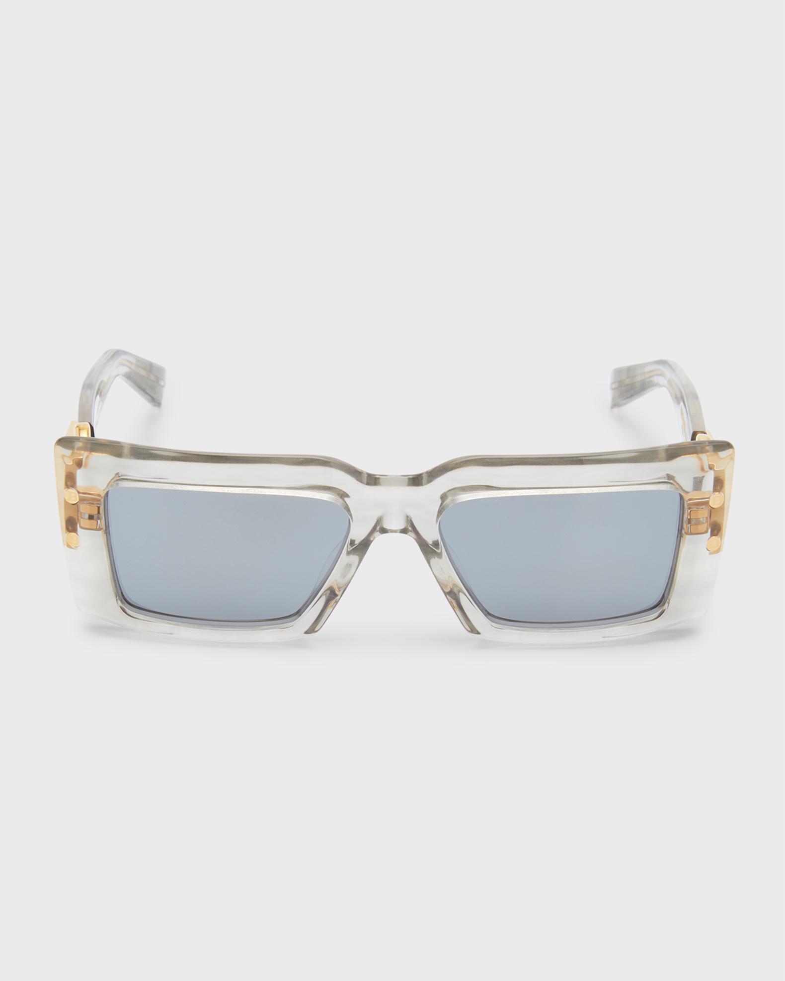Balmain Imperial Semi-Transparent Acetate & Titanium Rectangle ...