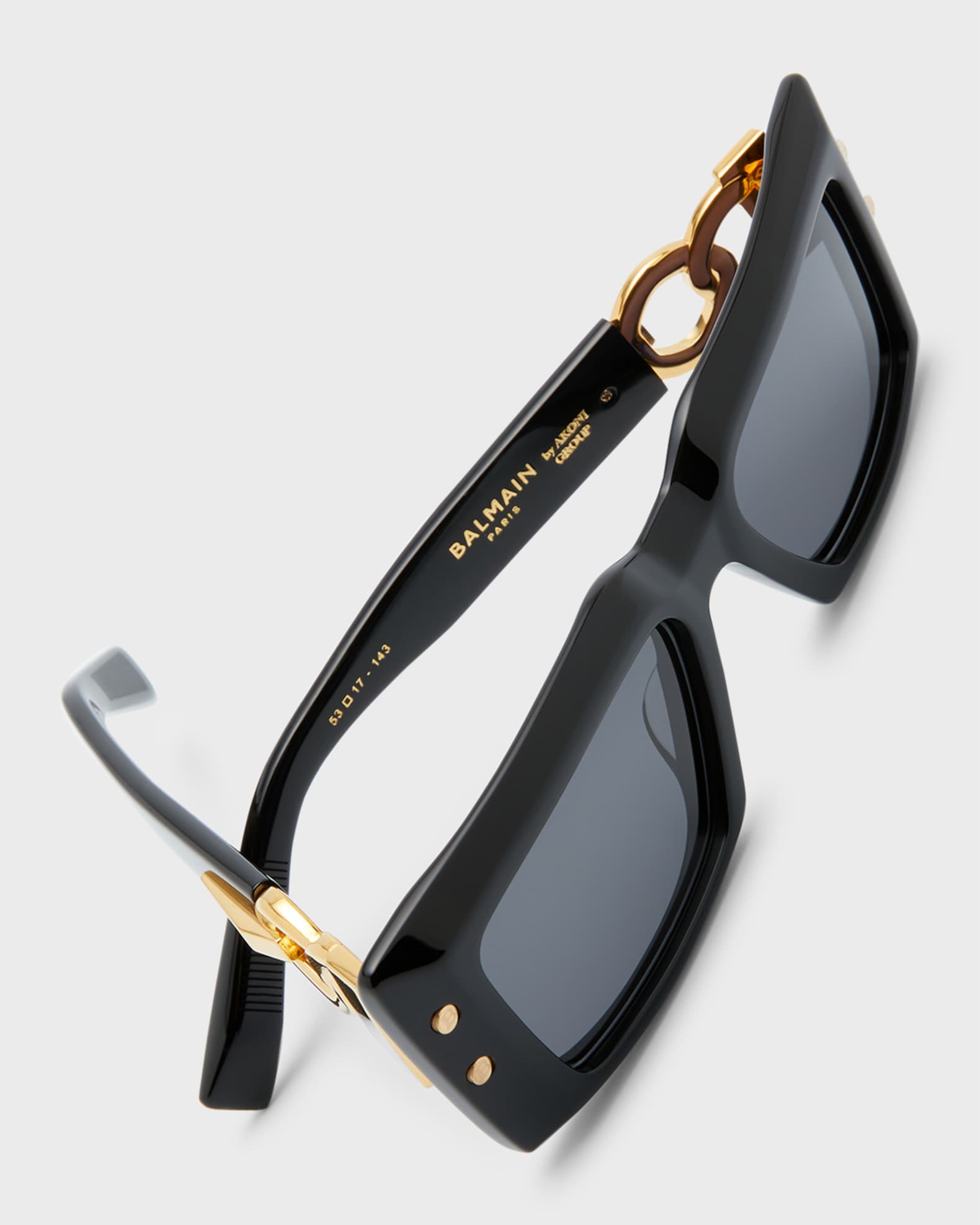 BALMAIN スクエアフレムサンクラス 1019000 0 Balmain Imperial Black Acetate & Titanium Rectangle
