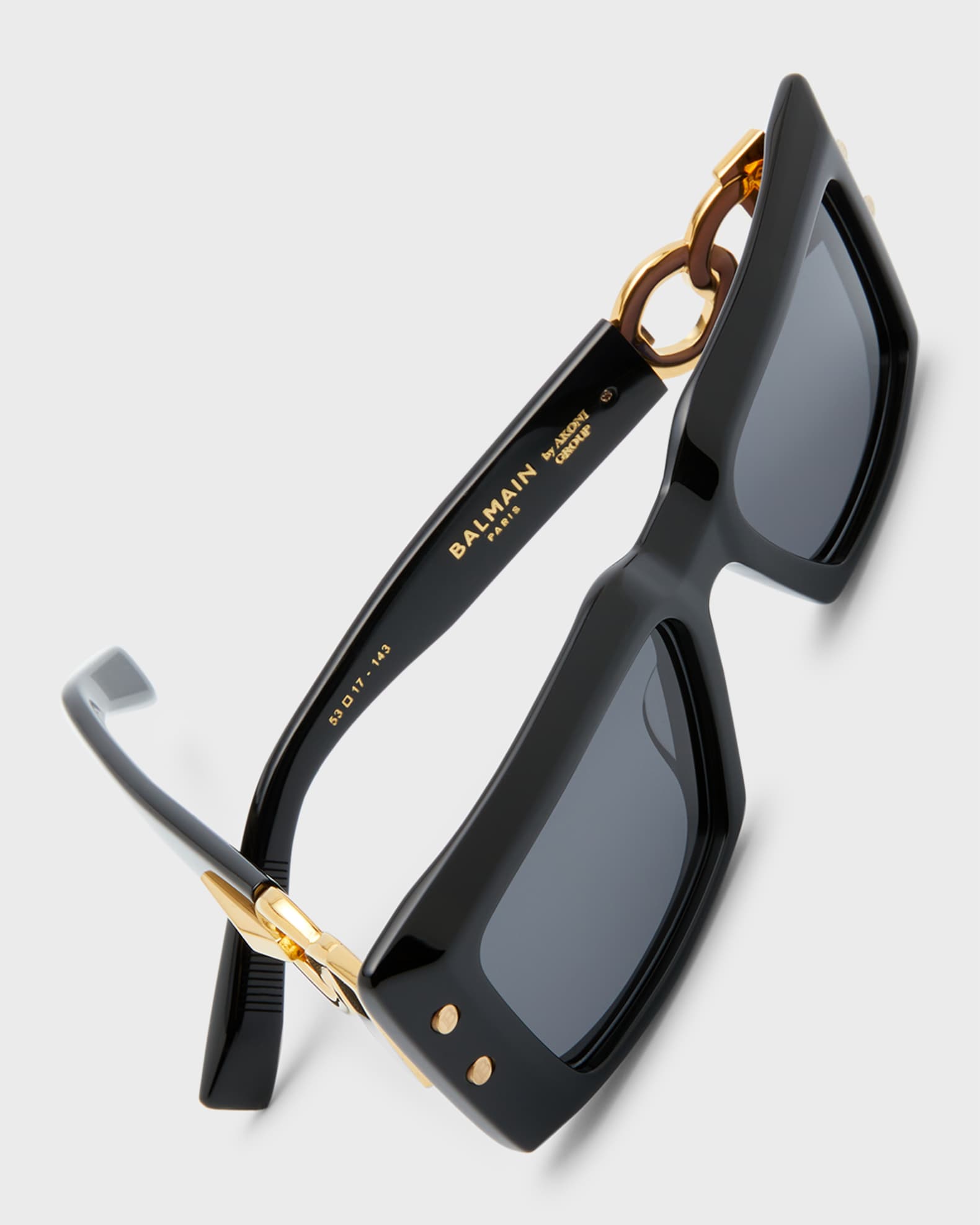 Logo Embossed Square Sunglasses in Black - Balmain