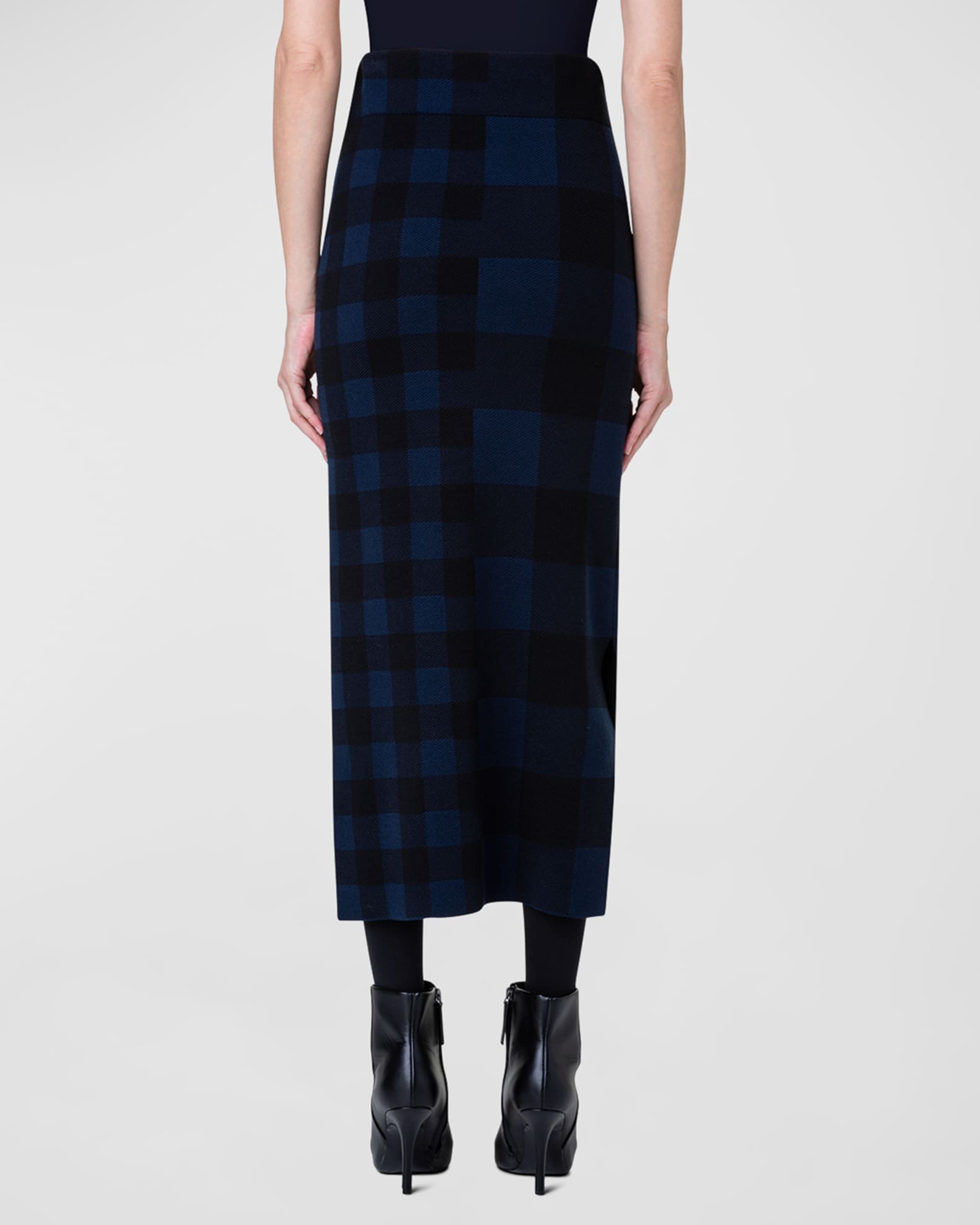 Akris punto XL Gingham Jacquard Knit Wool Tube Skirt | Neiman Marcus
