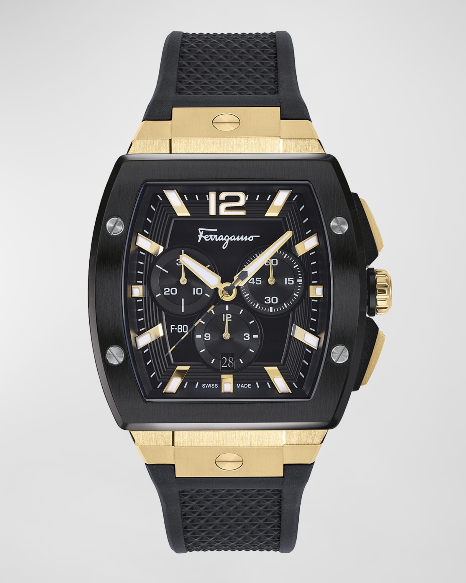 Salvatore ferragamo blue guilloche dial leather strap automatic men's watch new arrivals