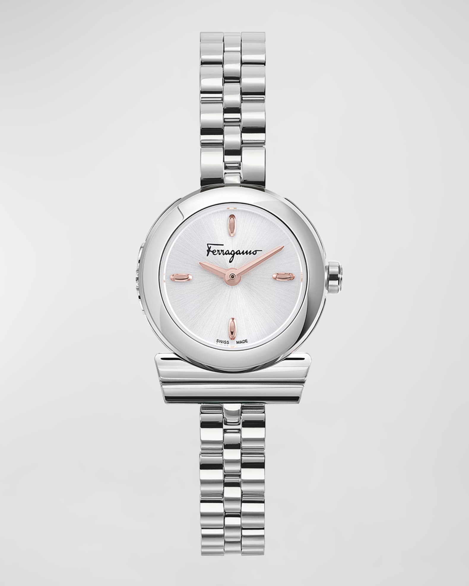 Ferragamo 22.5mm Gancino Watch with Bracelet Strap Silver Neiman Marcus