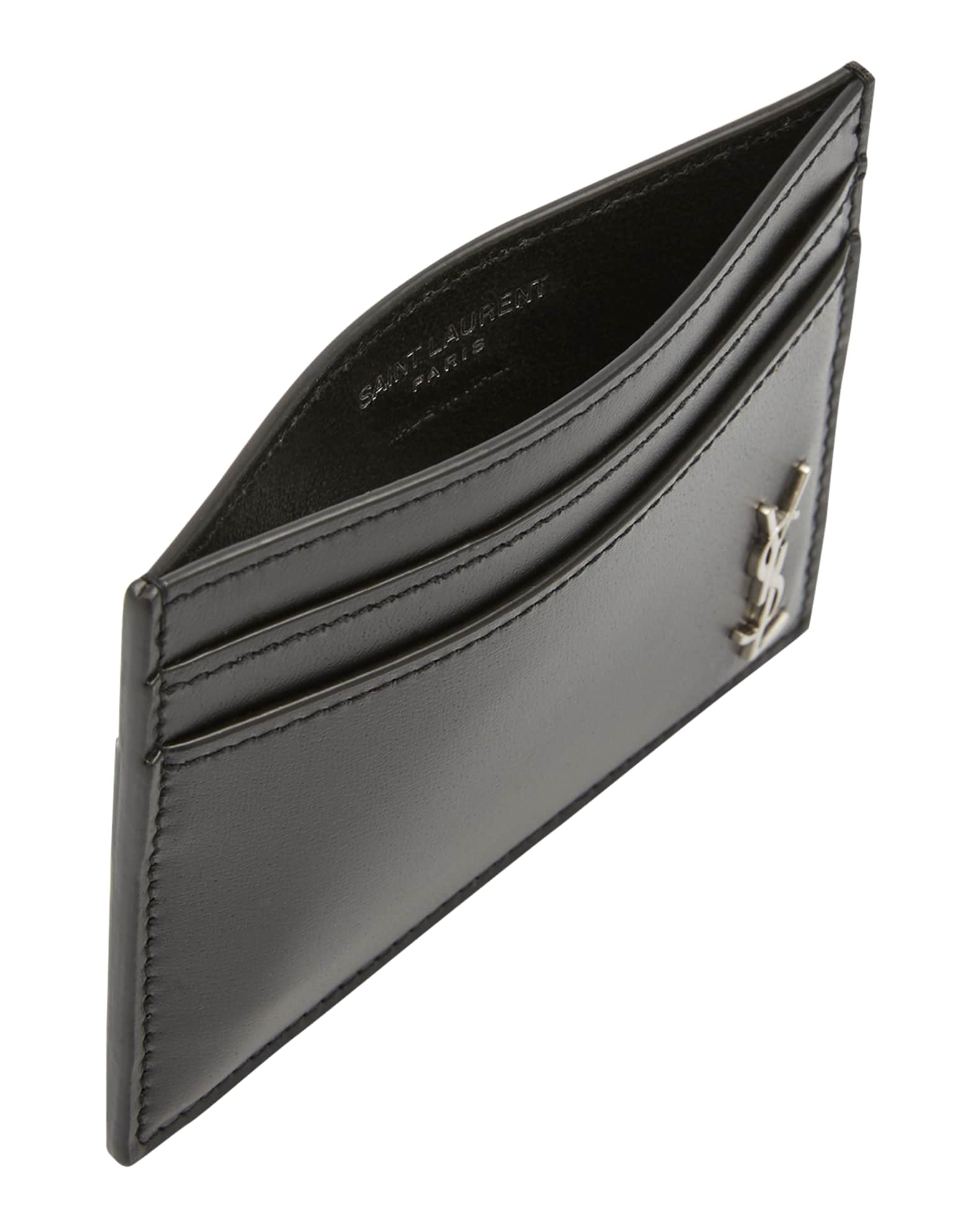 LE MONOGRAMME credit card wallet in CASSANDRE CANVAS AND SMOOTH LEATHER, Saint Laurent