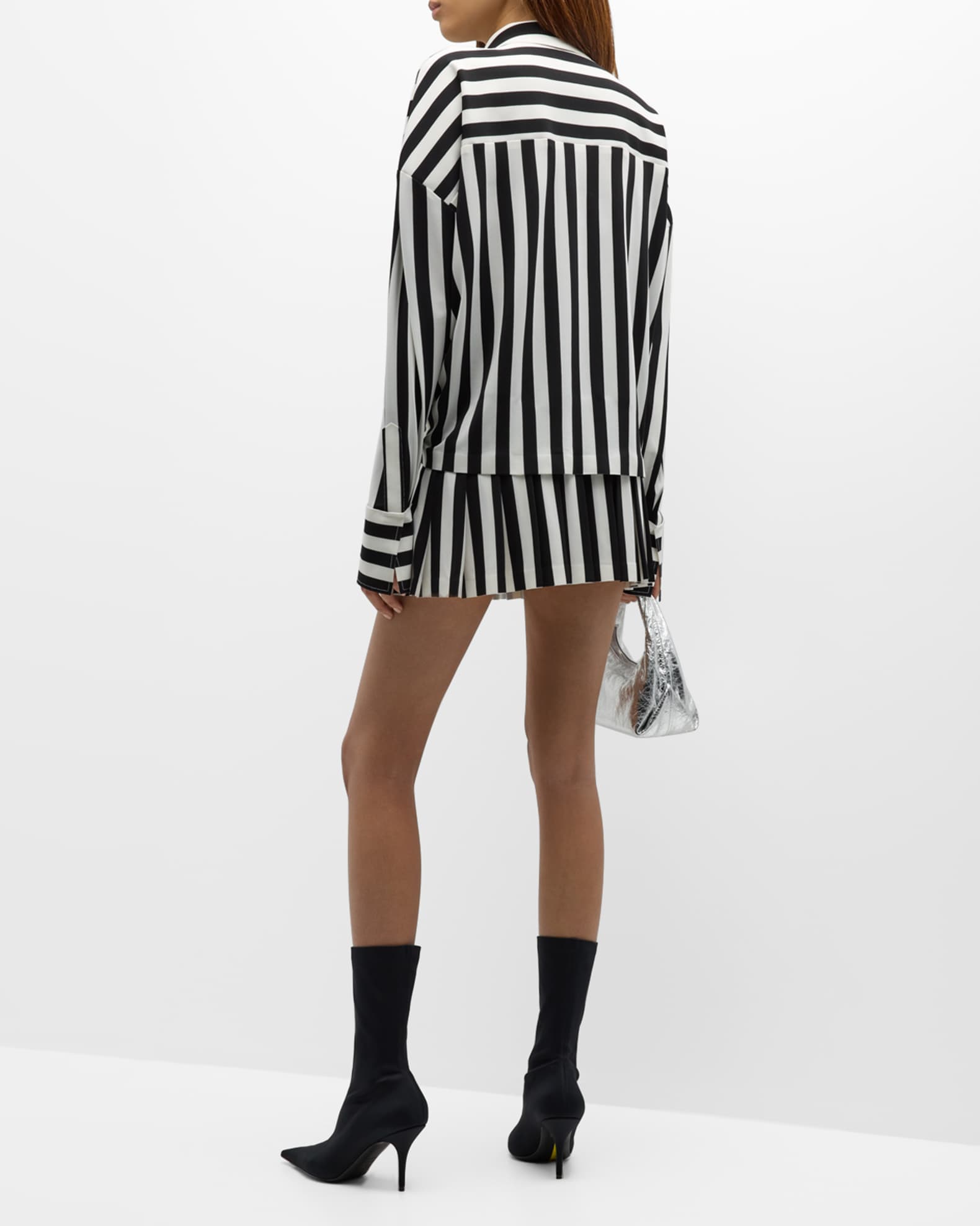 Norma Kamali Stripe Pleated Micro Skirt | Neiman Marcus