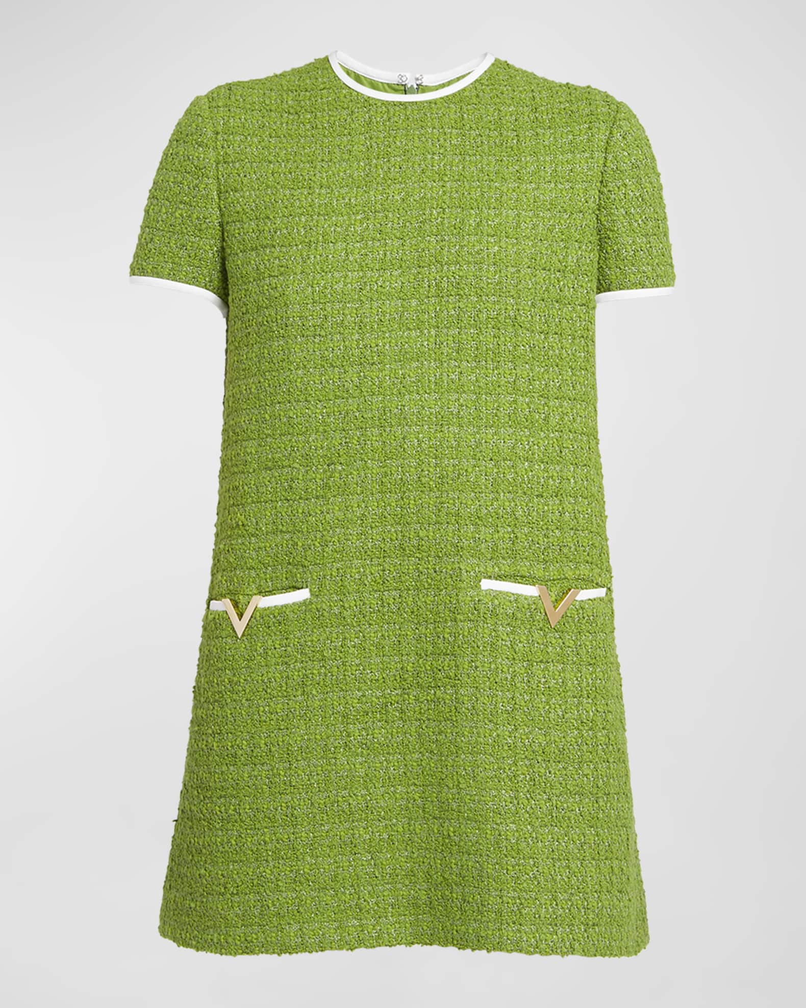 Valentino Garavani Tweed Mini Dress with Patch Pockets Neiman Marcus