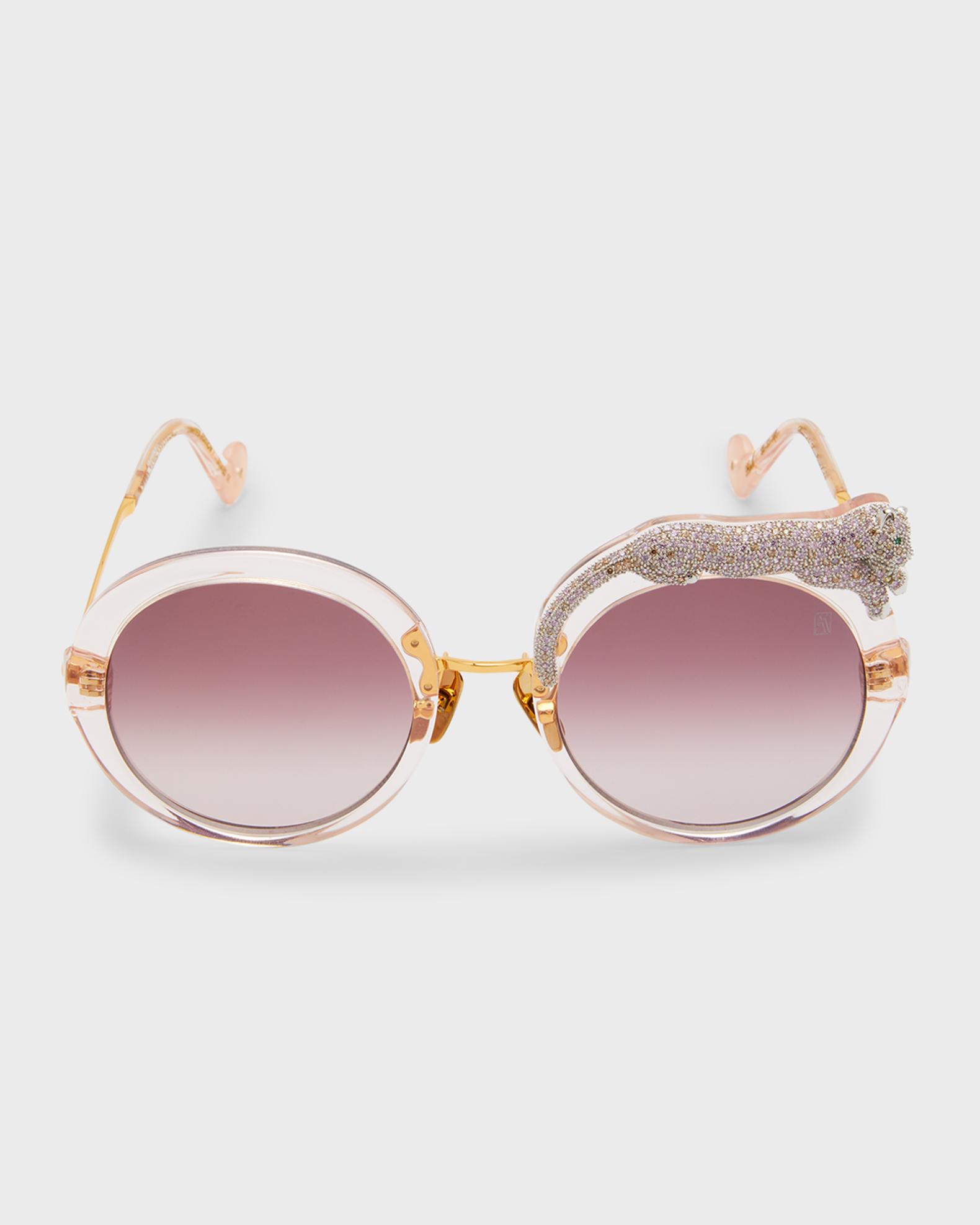 Anna-Karin Karlsson Rose et la Roue Round Mixed-Media Sunglasses