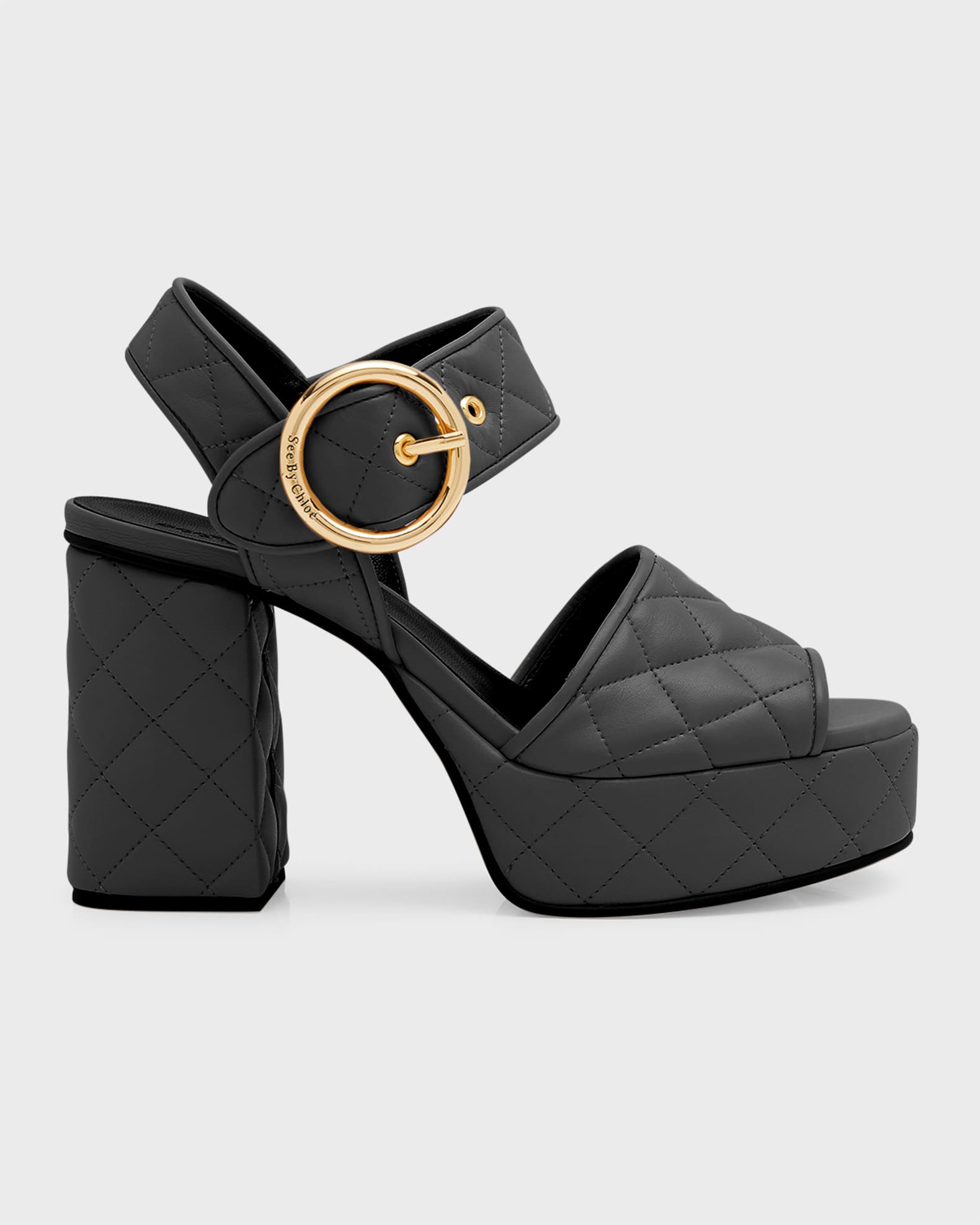 See by Chloe Jodie Quilted Ankle-Strap Platform Sandals | Neiman Marcus