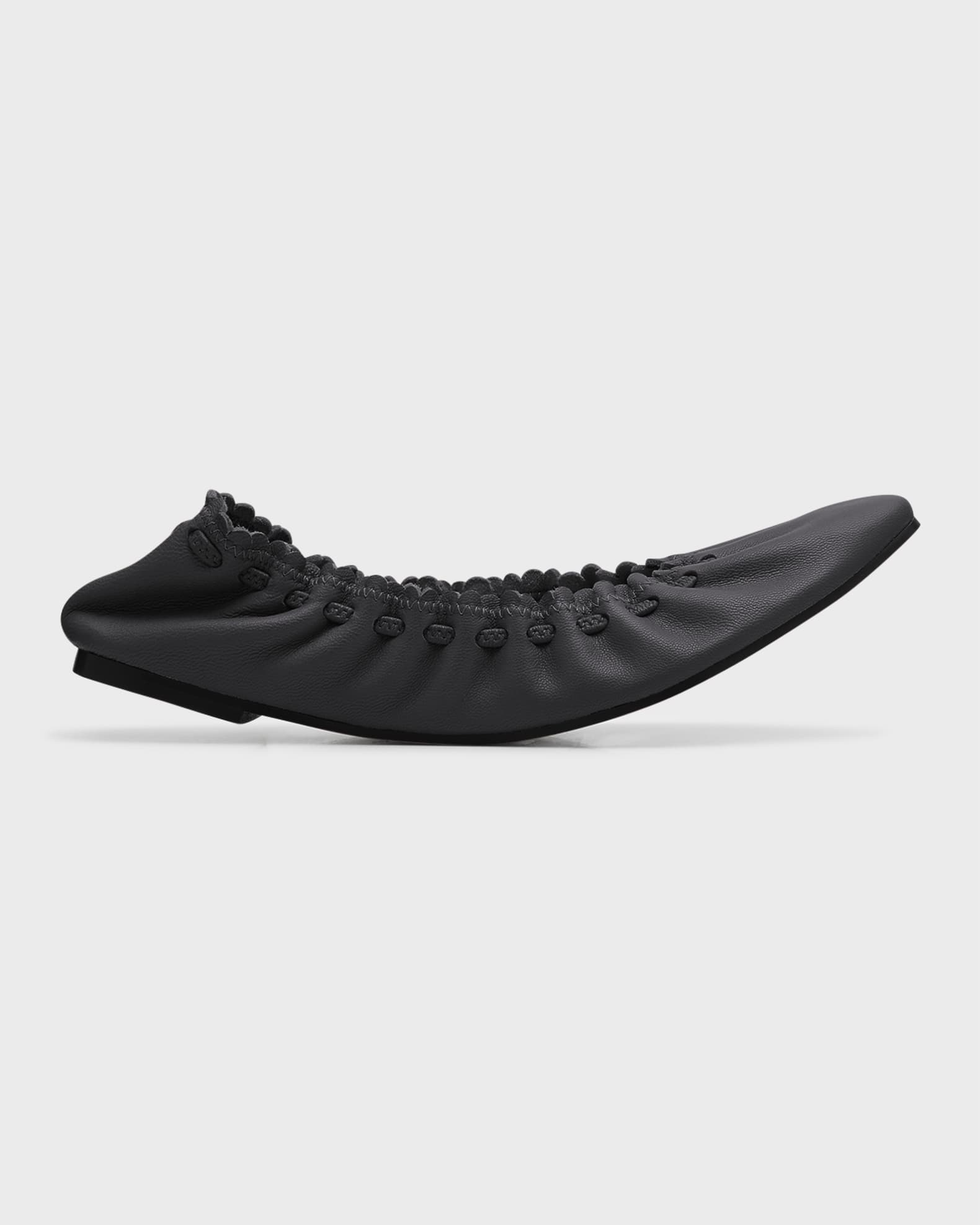 Jane Scallop Calfskin Ballerina Flats Neiman Marcus
