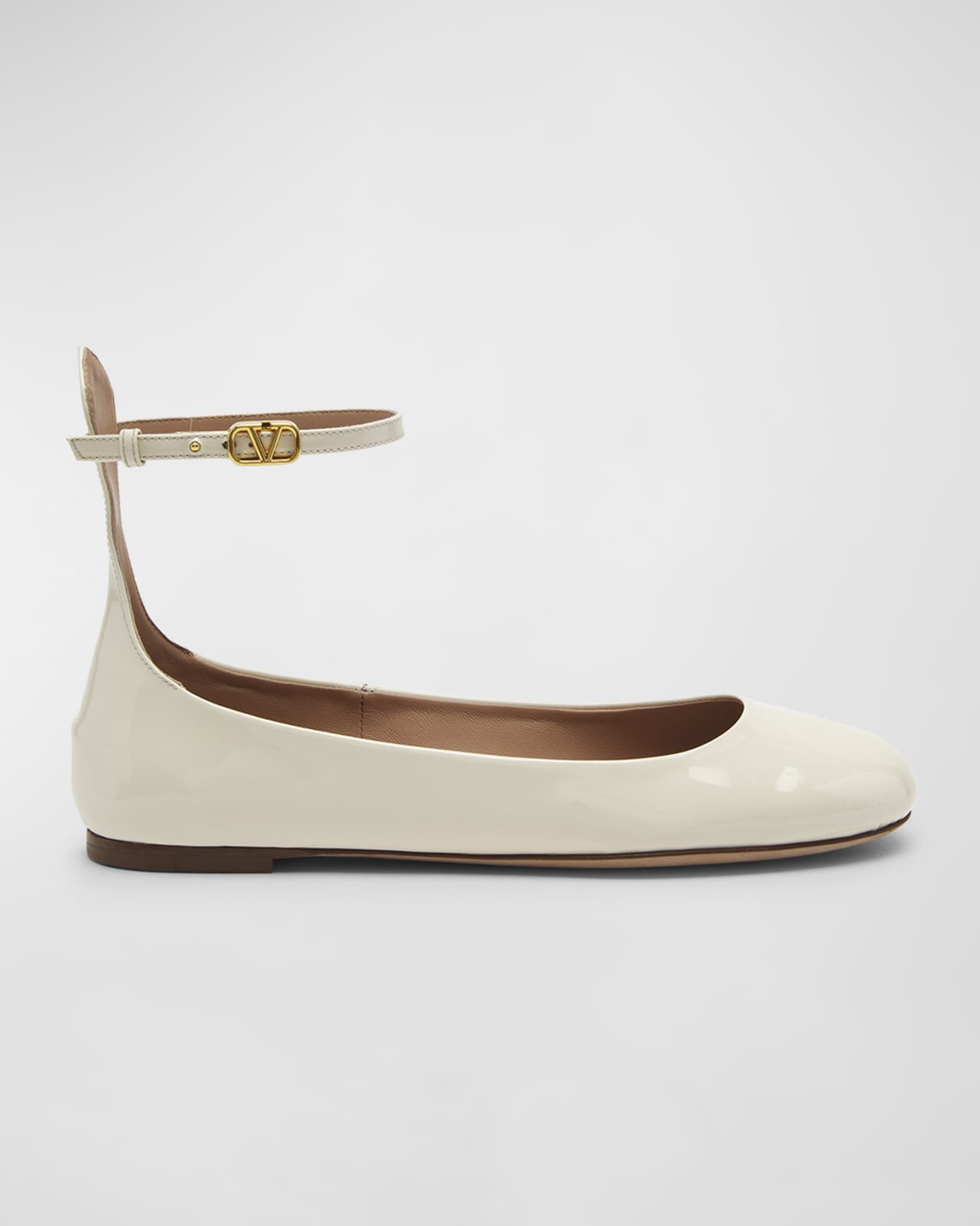 Valentino Garavani Tan-go Patent Ankle-Strap Ballerina Flats | Neiman ...