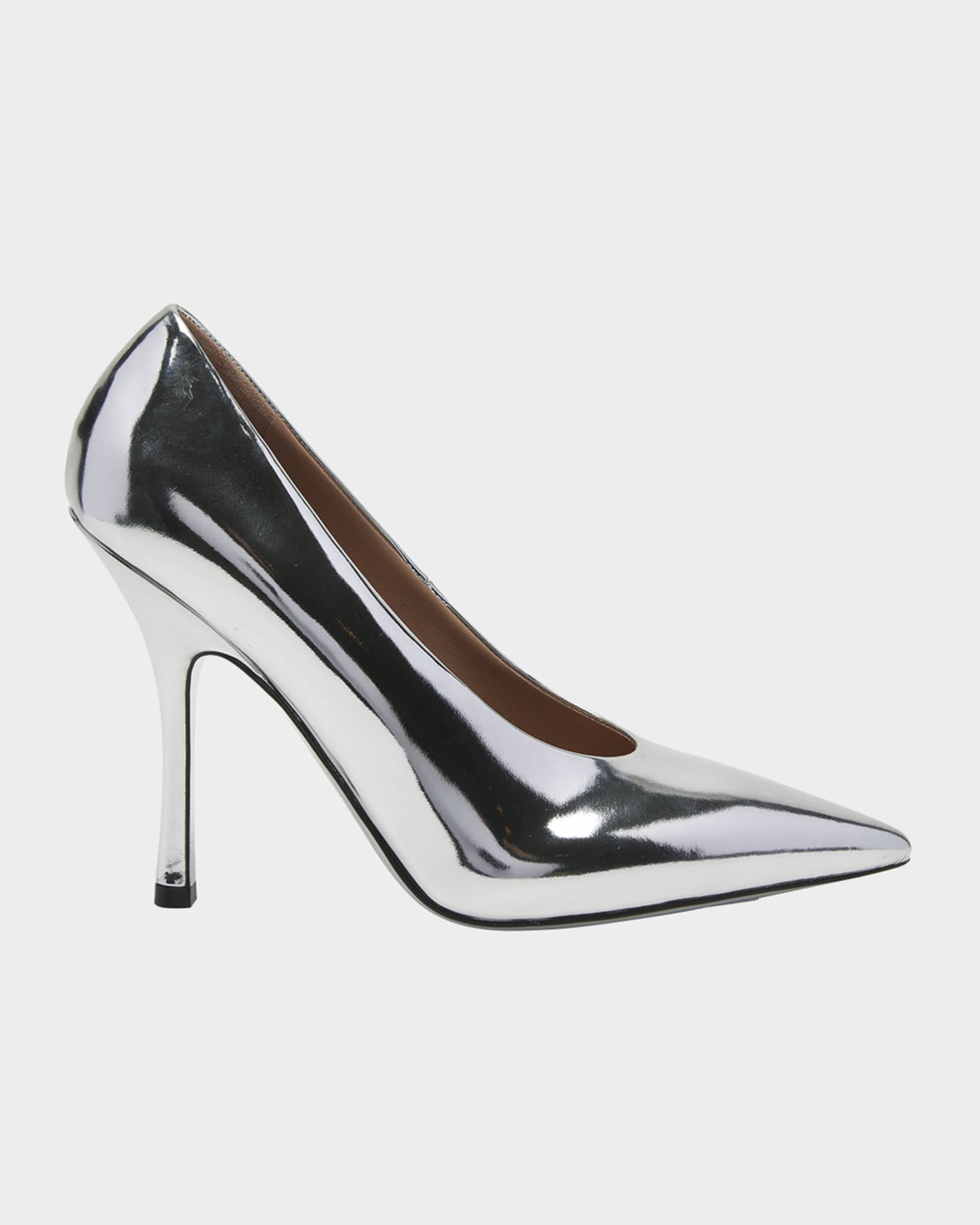 Valentino Metallic Leather Stiletto Pumps Silver