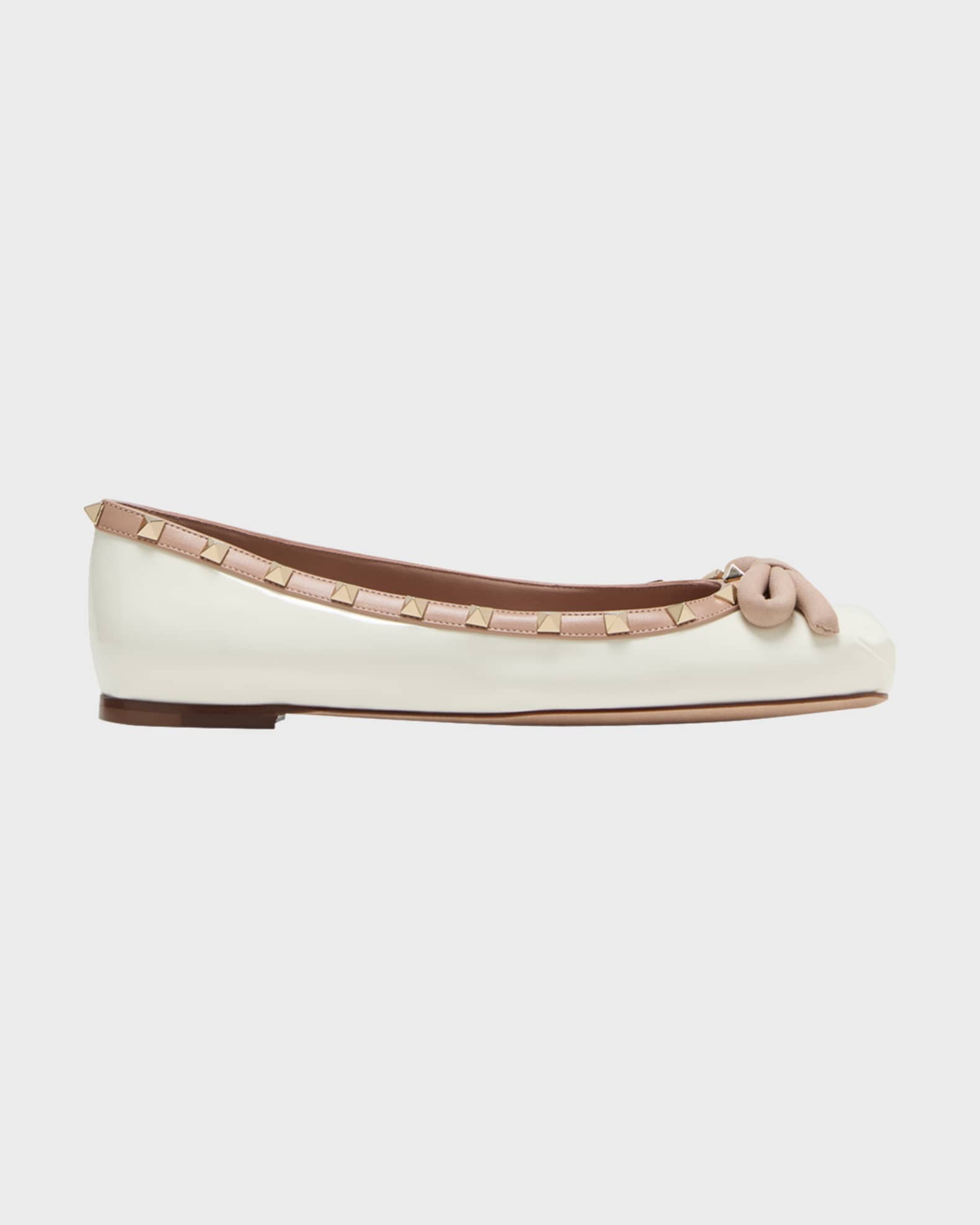 Valentino Garavani Rockstud Patent Bow Ballerina Flats Neiman Marcus