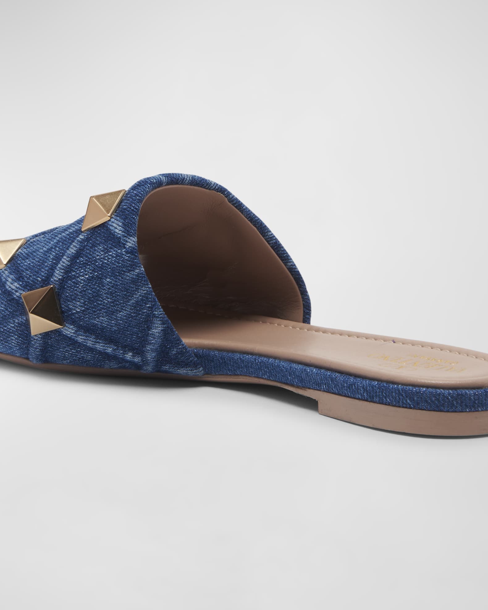 Roman Stud Denim Slide Sandals