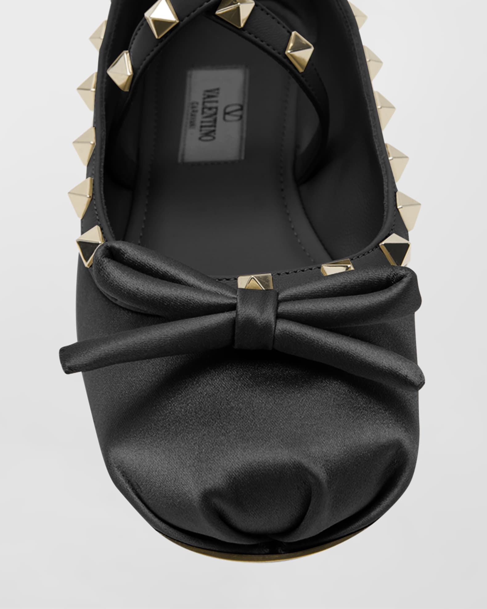 Valentino Garavani Rockstud Satin Ballerina Flats Neiman Marcus