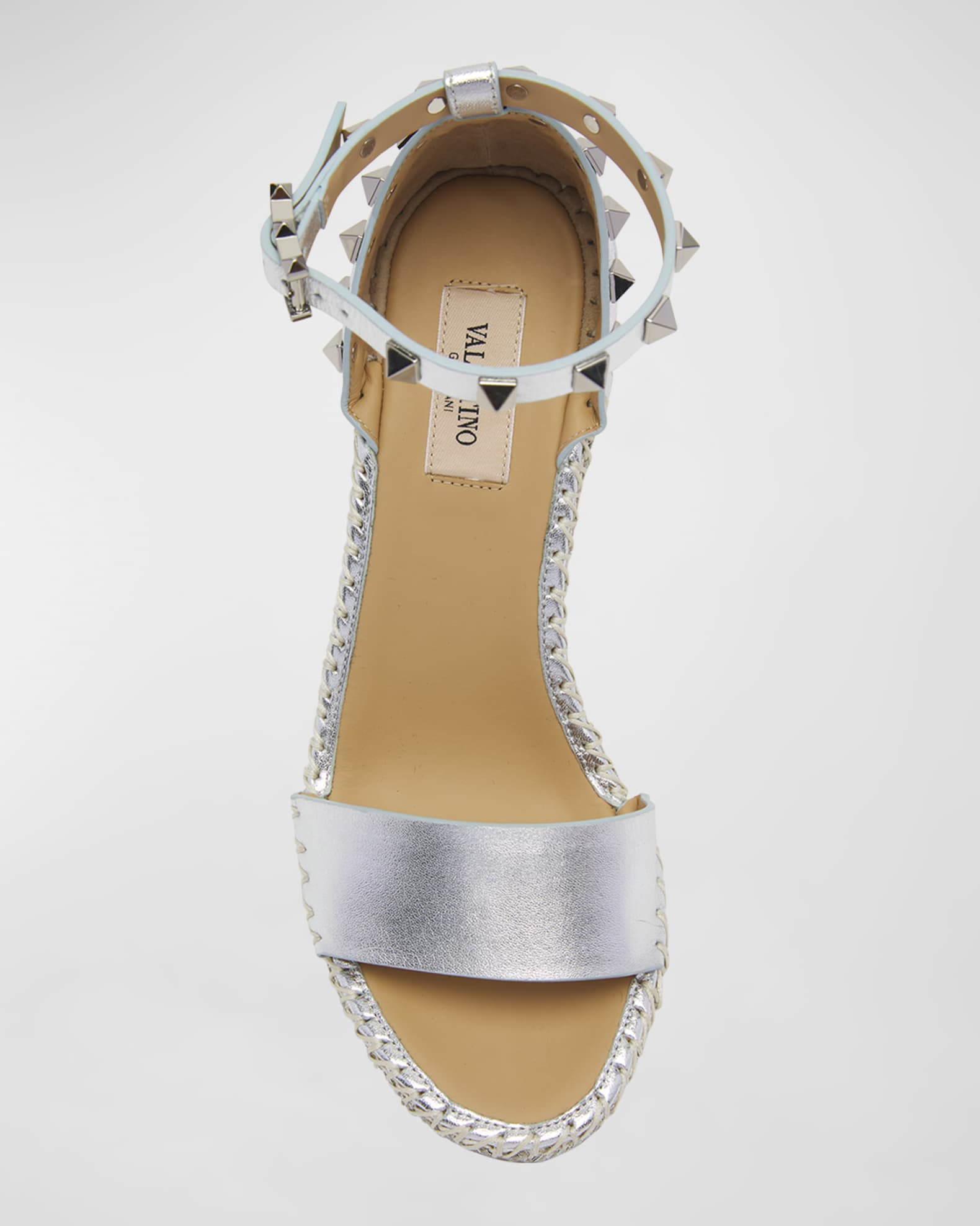 VALENTINO 26S WEDGE SHOES IN SILVER METALLIC CALFSKIN