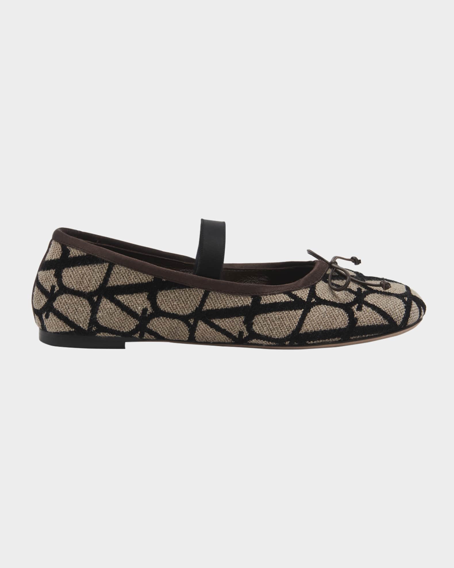 Valentino Garavani Toile Iconograph Leather Ballet Flats Neiman Marcus