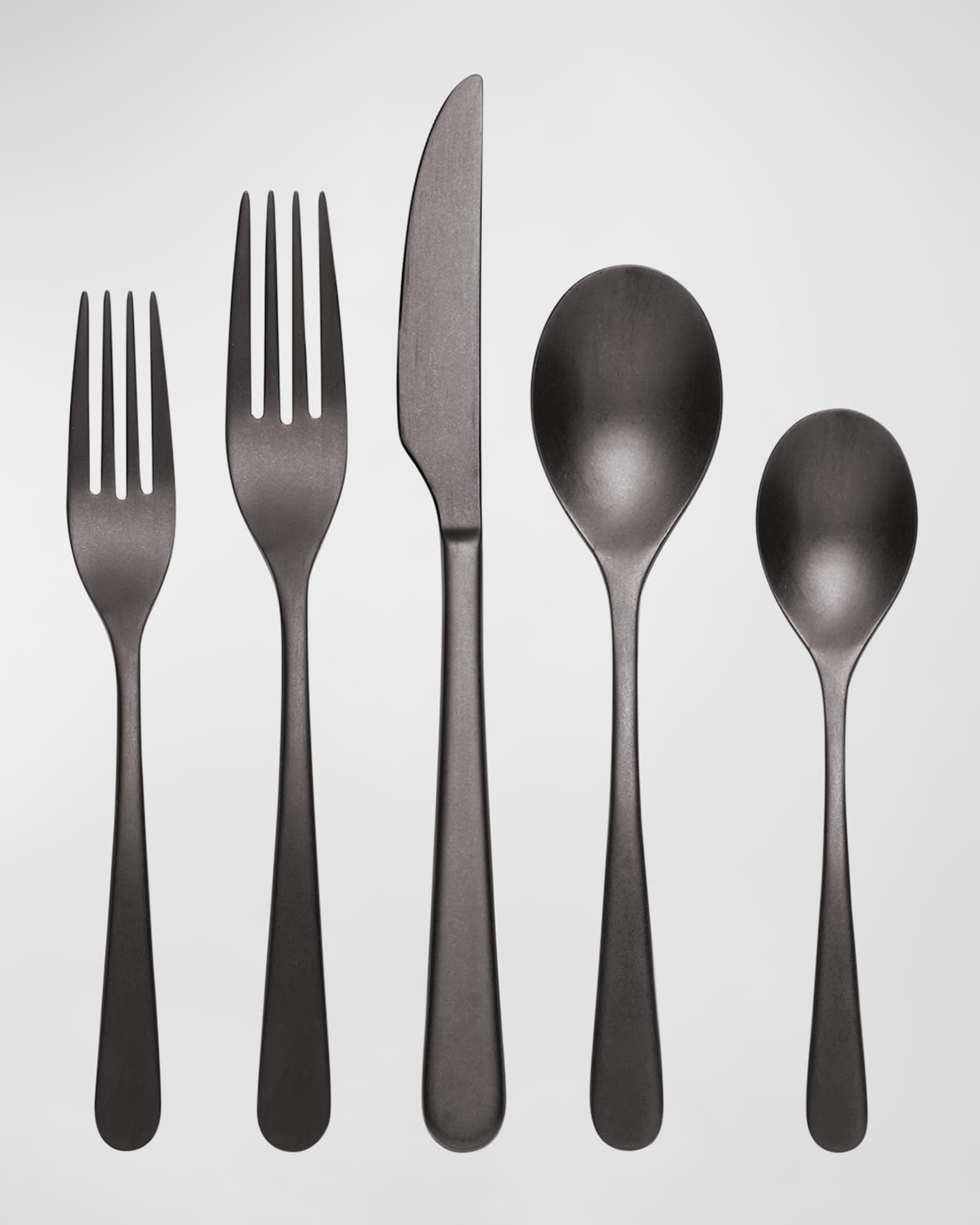 Oneida Kenbrook Black Tumbled 20Piece Everyday Flatware Set Neiman
