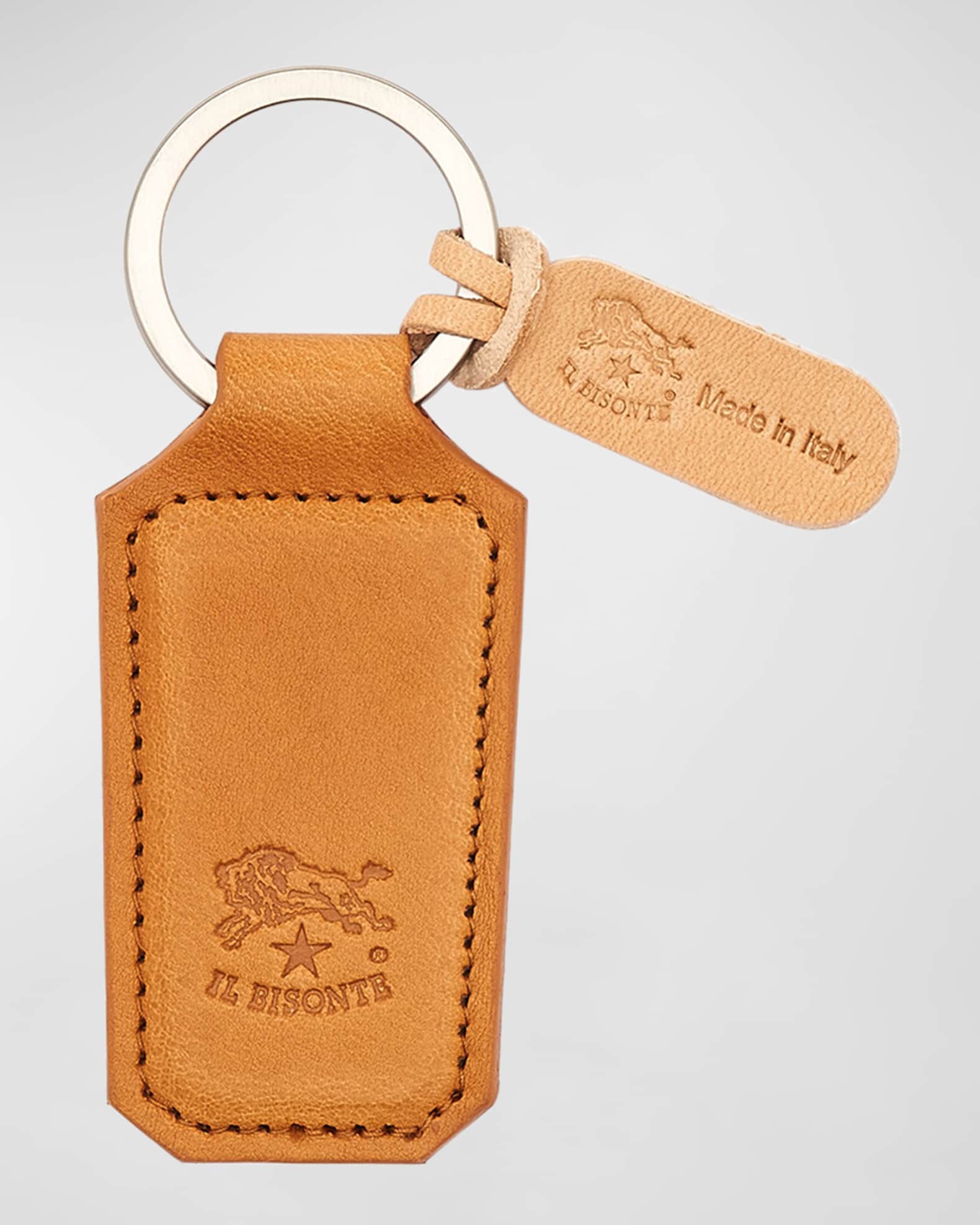 Men's Oriuolo Stamped Logo Leather Keychain 0