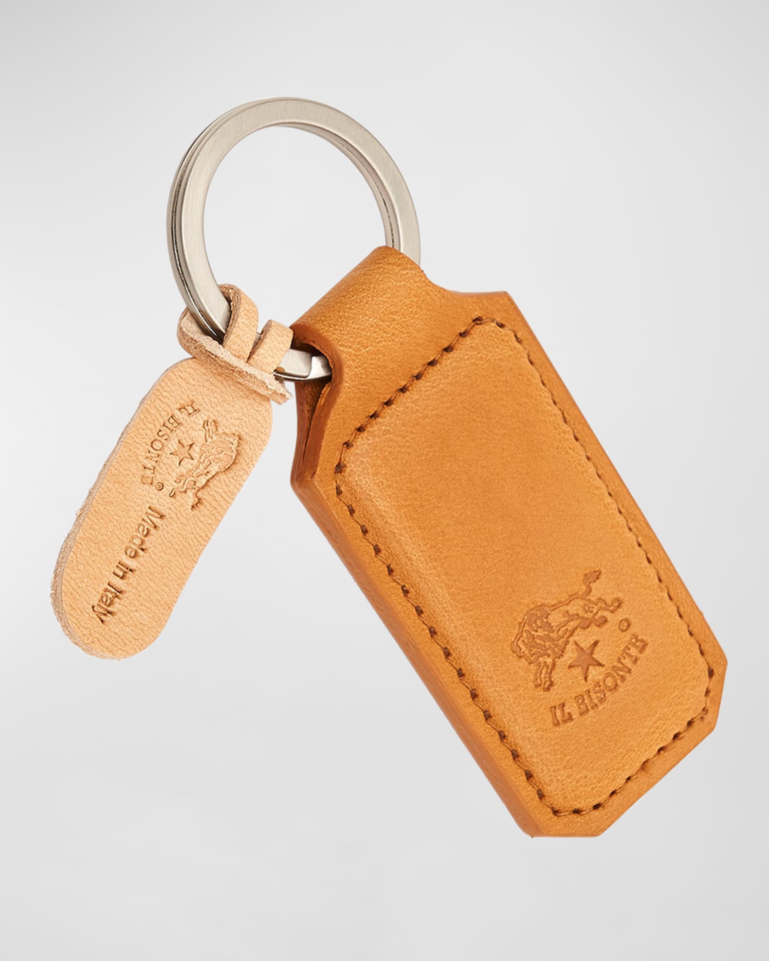 Men's Oriuolo Stamped Logo Leather Keychain 1