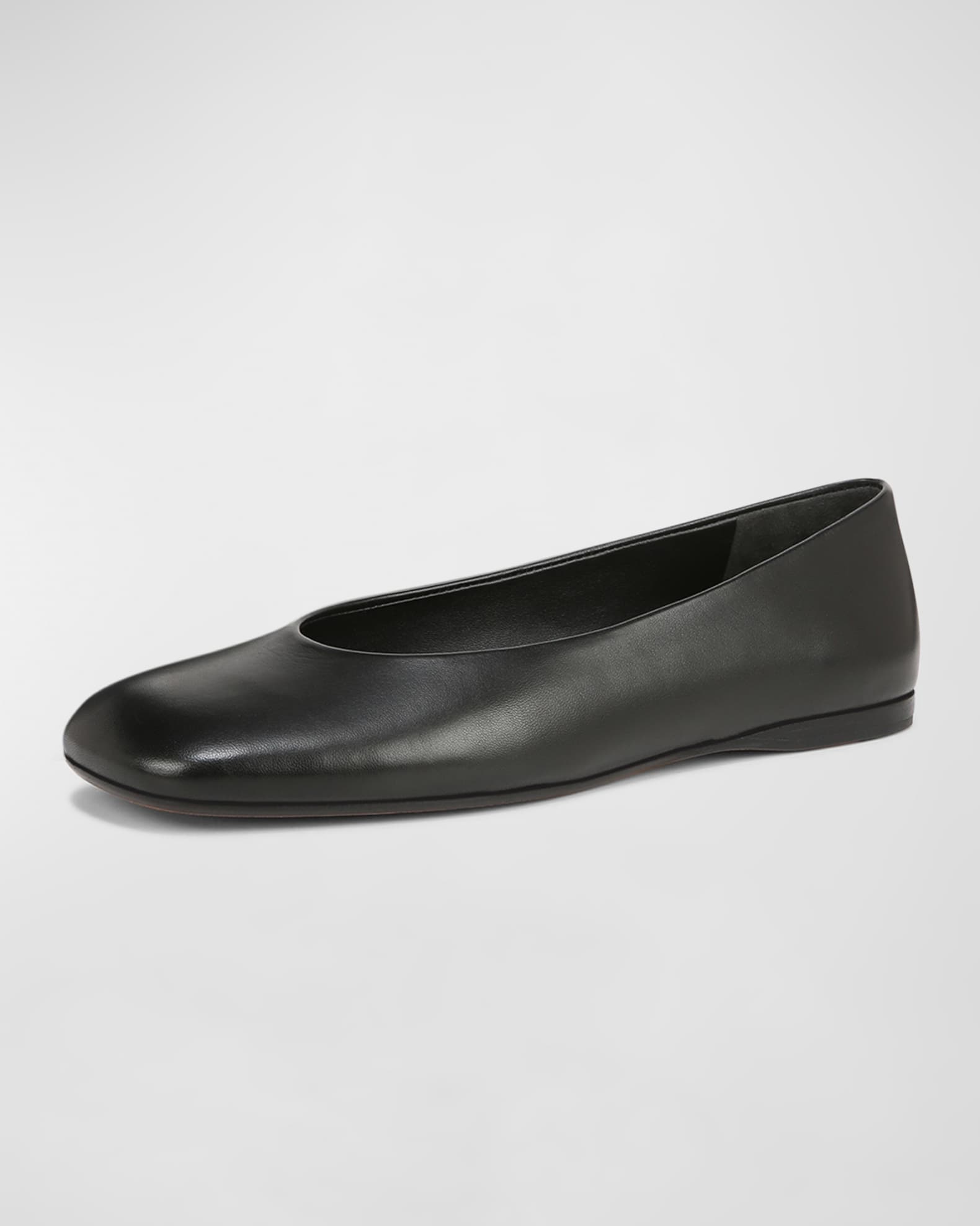 Vince Leah Leather Square-Toe Ballerina Flats | Neiman Marcus