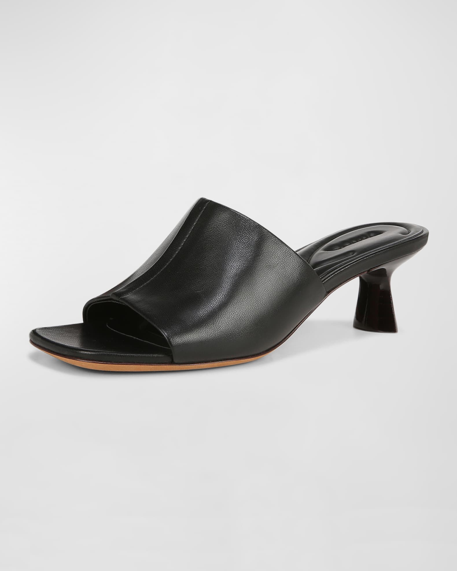 Palmar Leather KittenHeel Mule Sandals Neiman Marcus