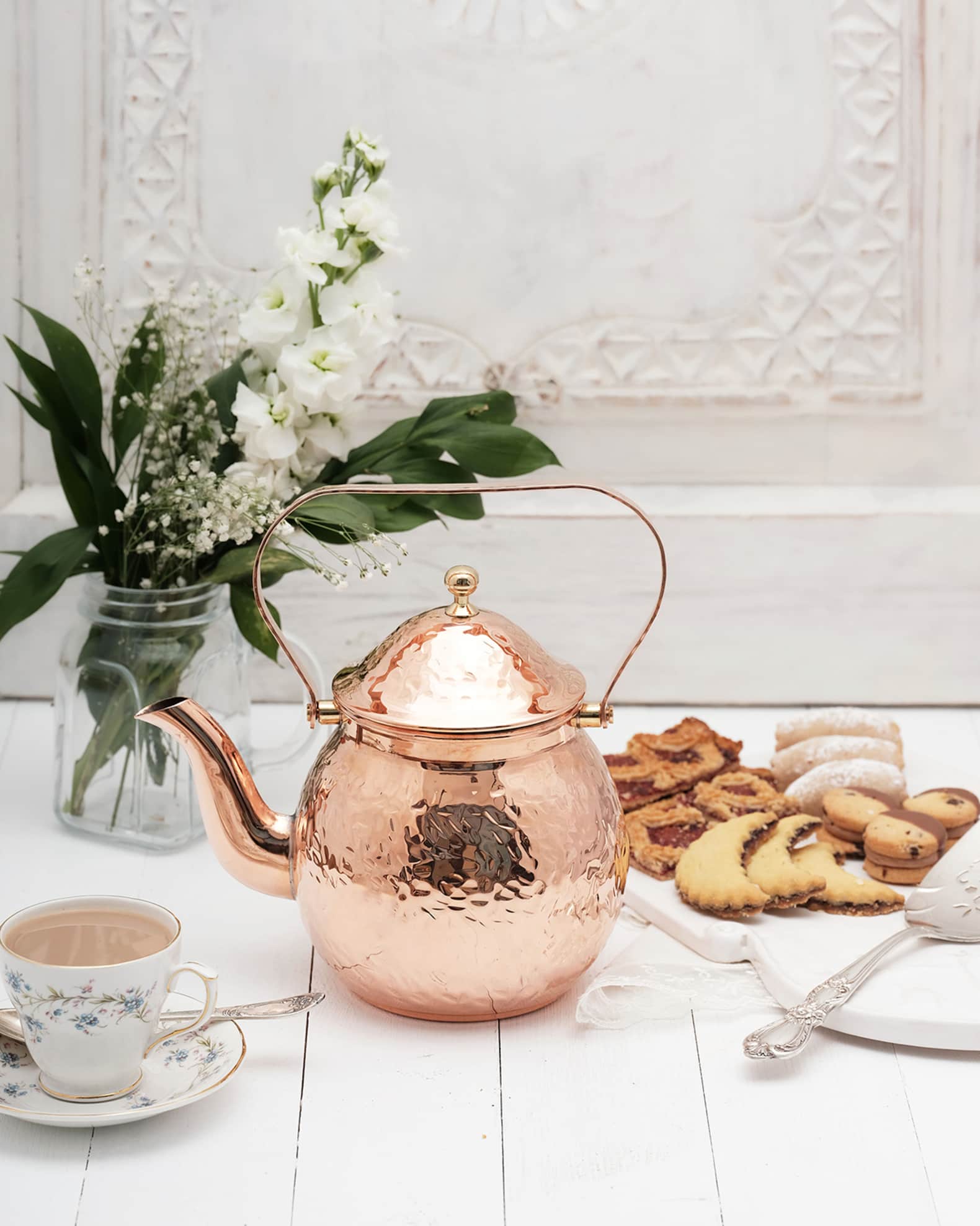 Vintage Inspired Copper Hand Hammered Teapot