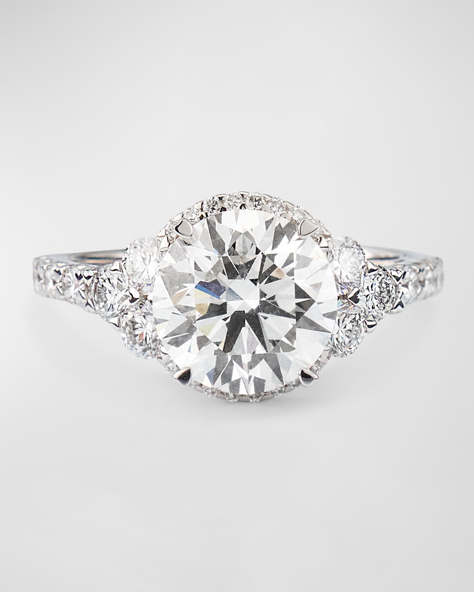 Lab Grown Diamond 18K White Gold Round and Pave Ring, 4.0tcw, Size 6 0