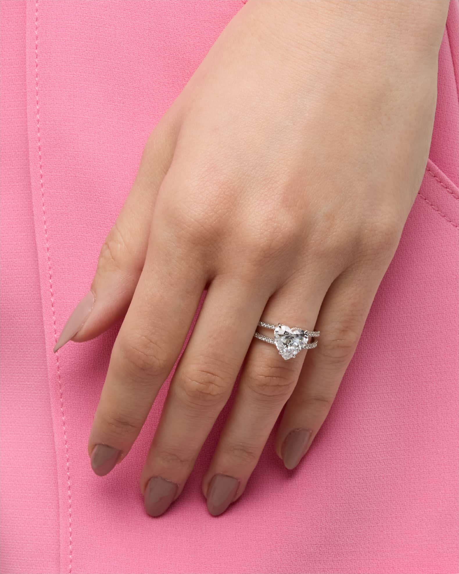 Neiman Marcus Lab Grown Diamonds Lab Grown Diamond 18K White Gold Heart Ring 3.31 tcw Size 6 Neiman Marcus