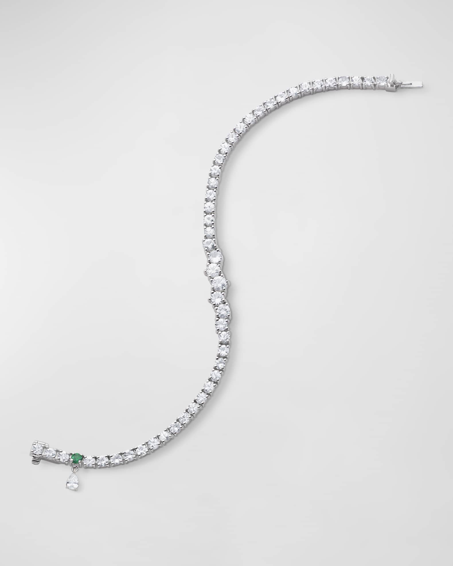 Sterling Silver Graduated White Sapphire Tennis Bracelet 0