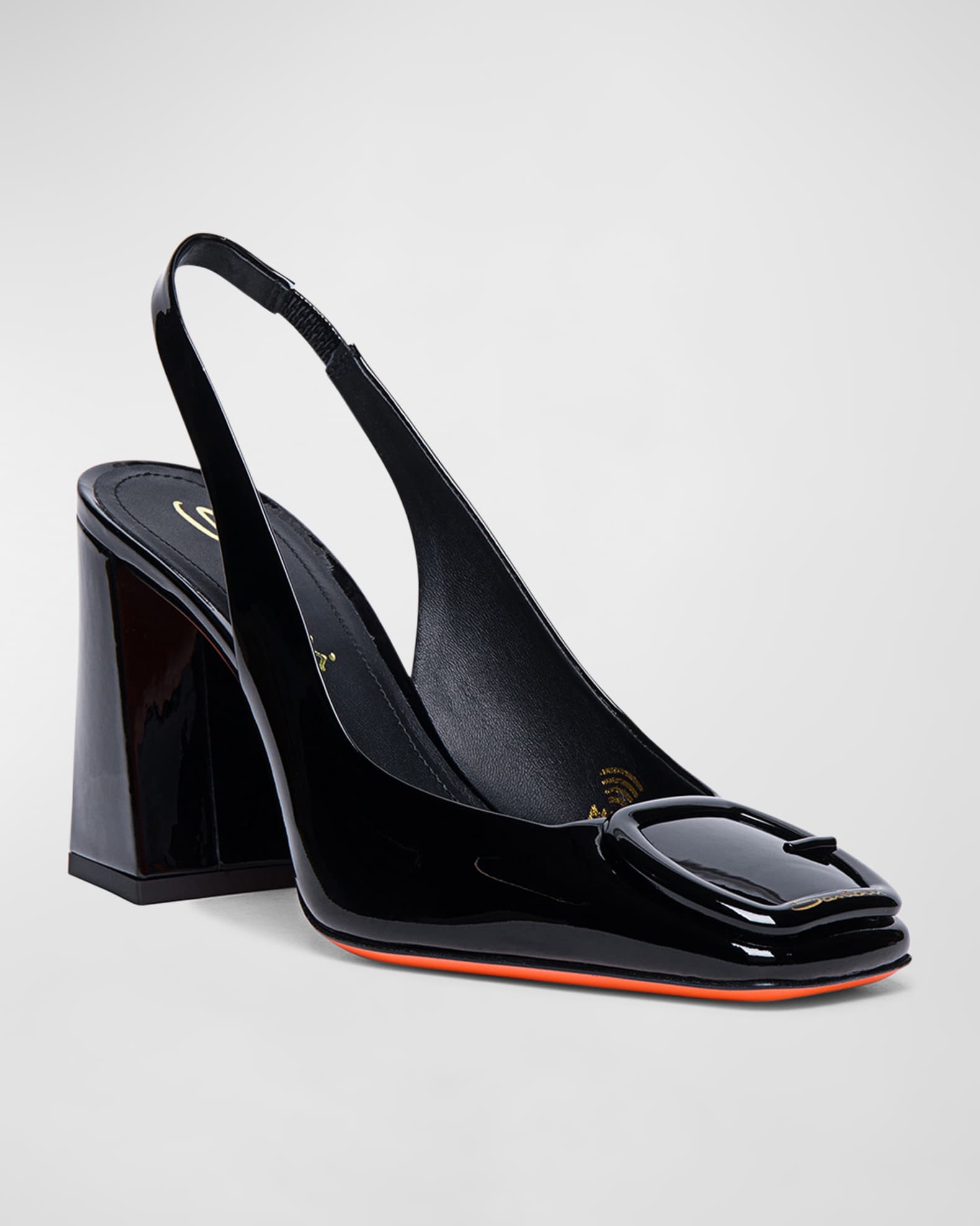 Santoni Peaches Patent Buckle Slingback Pumps | Neiman Marcus