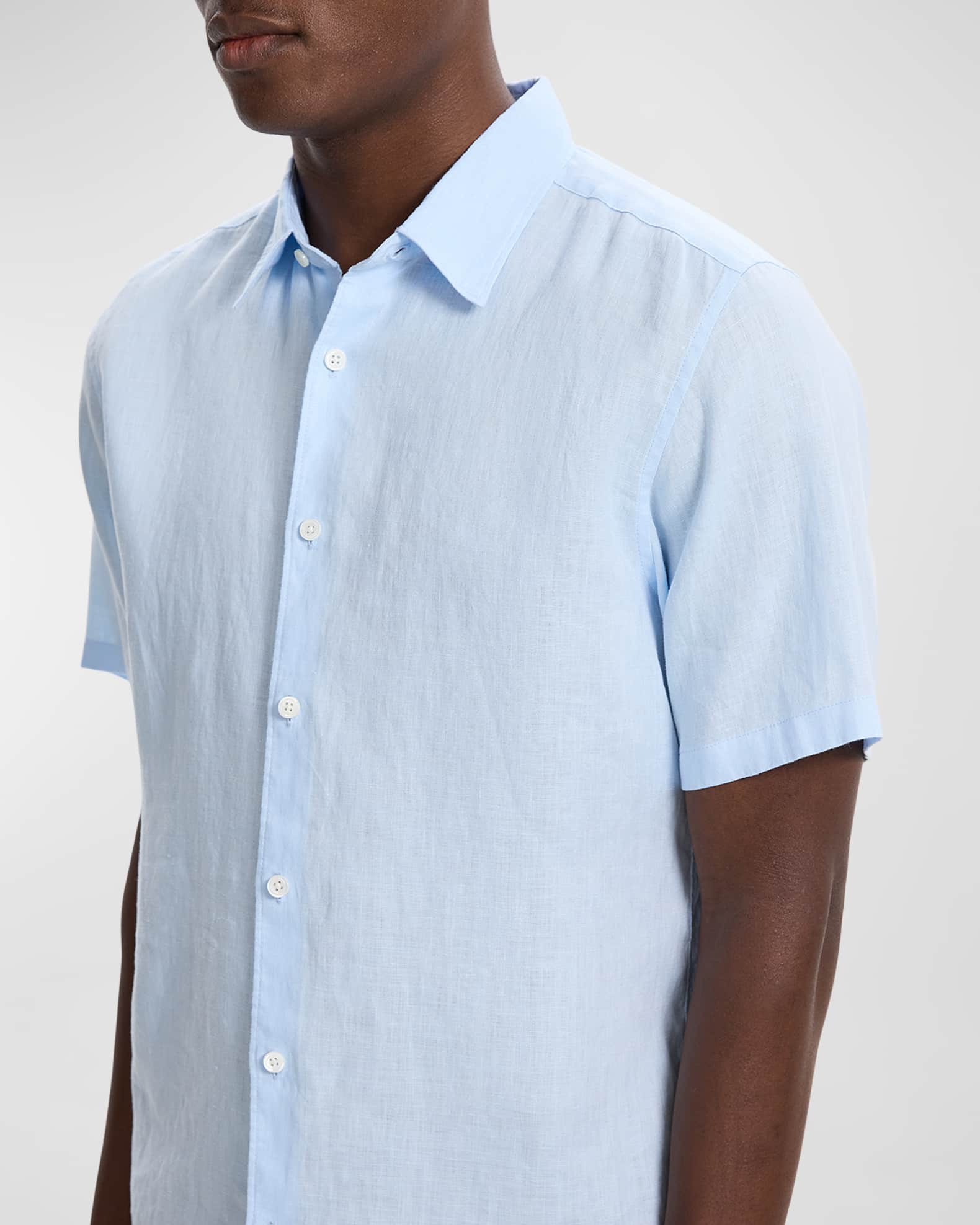 Irving Shirt In Relaxed Linen Skylight - Theory Men