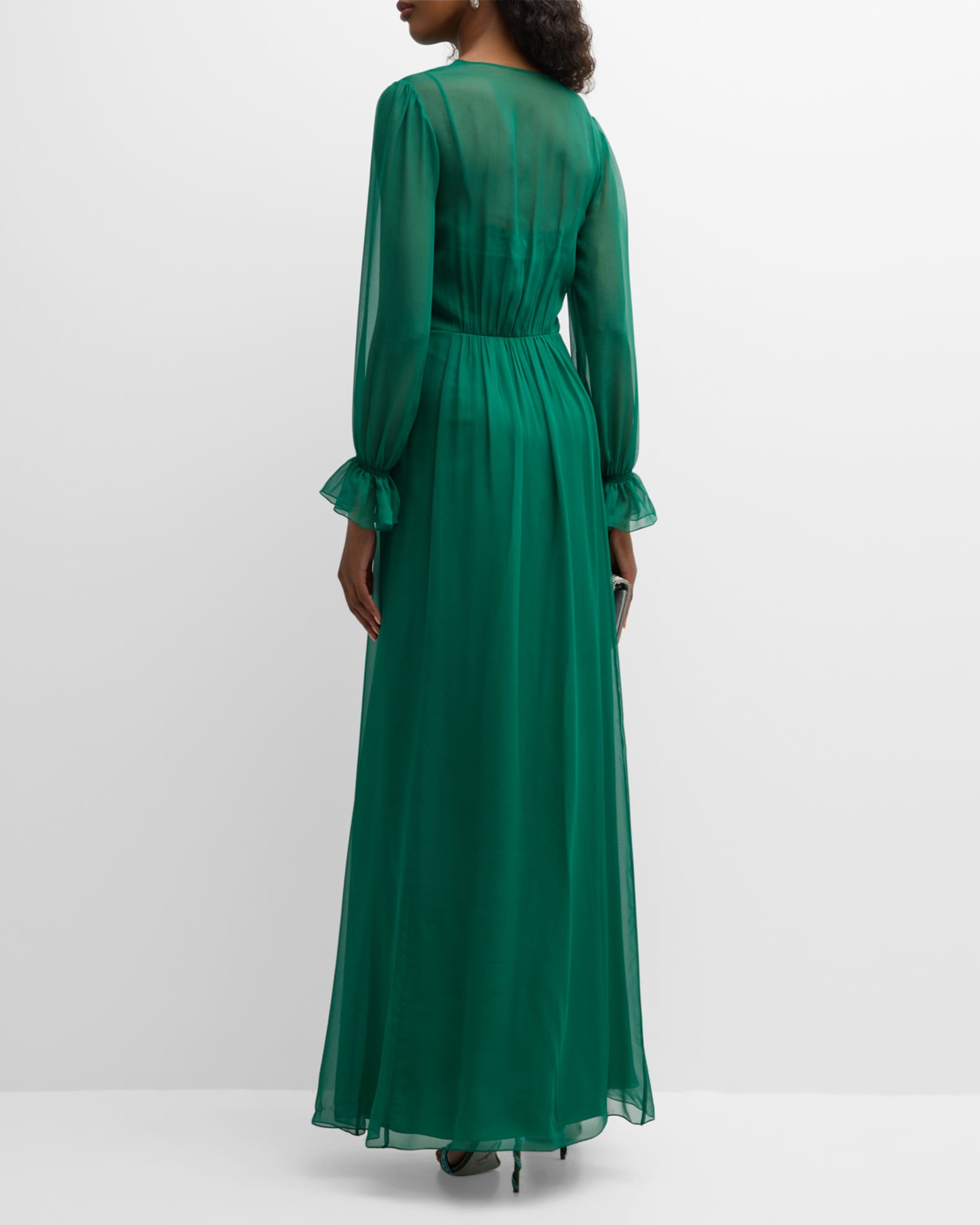 Surplice neck chiffon gown store