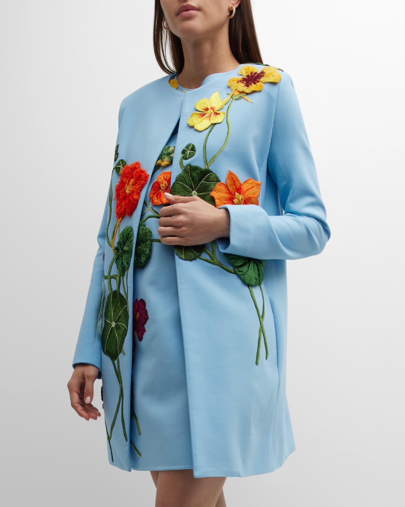 Floral embroidered coat hot sale