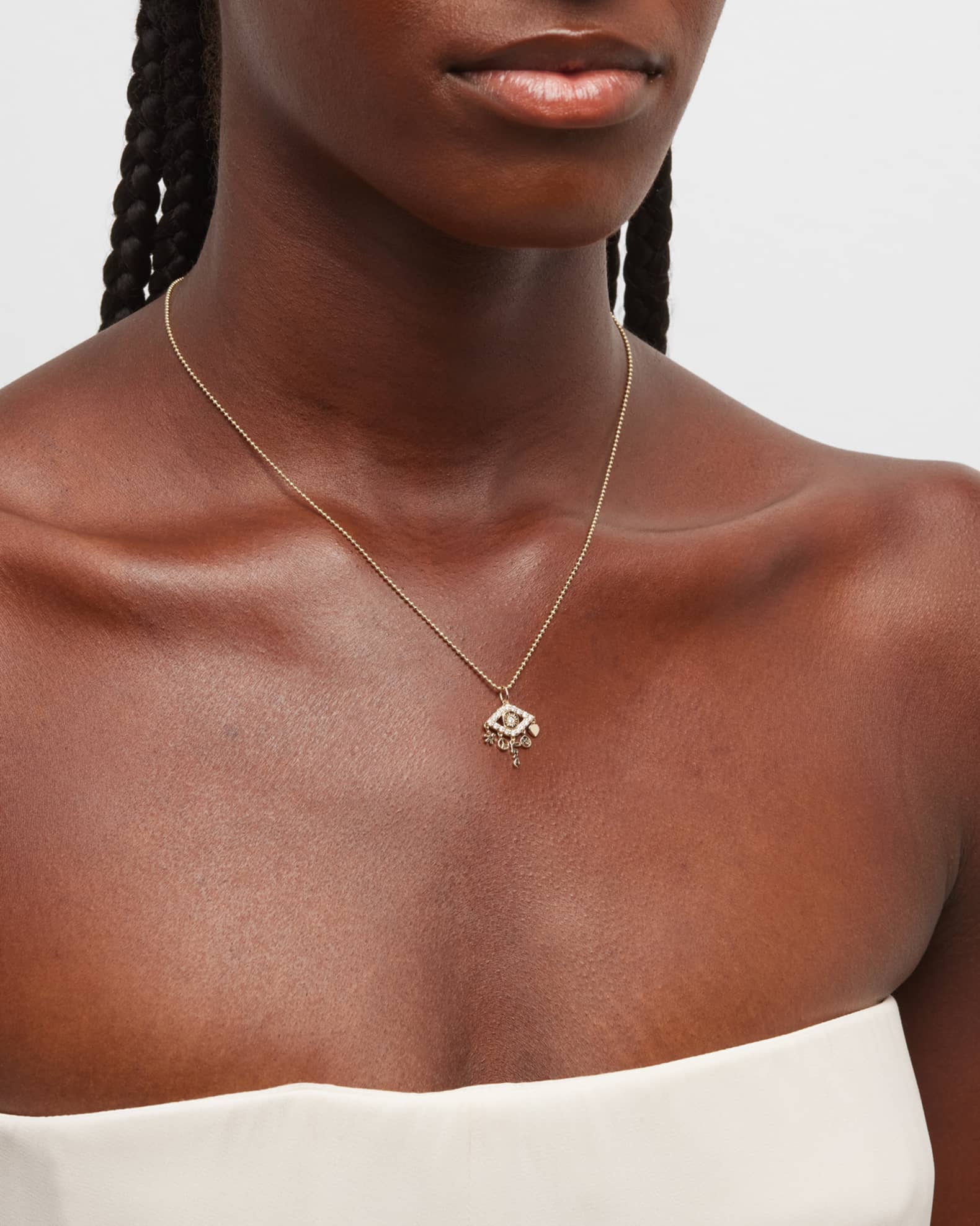 Diamond Pave Evil Eye Charm Necklace 1