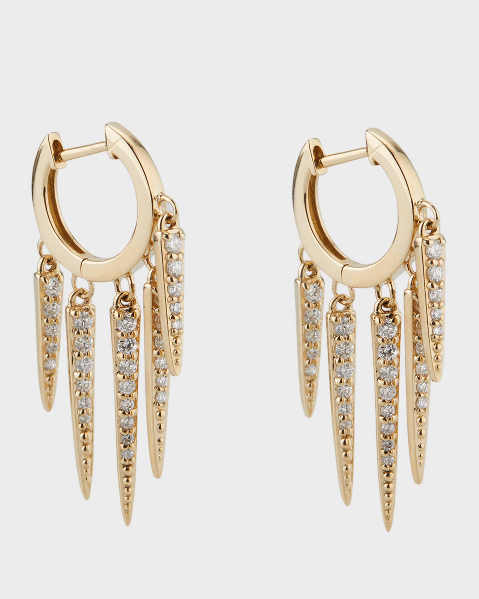 Sydney Evan Graduated Diamond Fringe Huggie Earrings