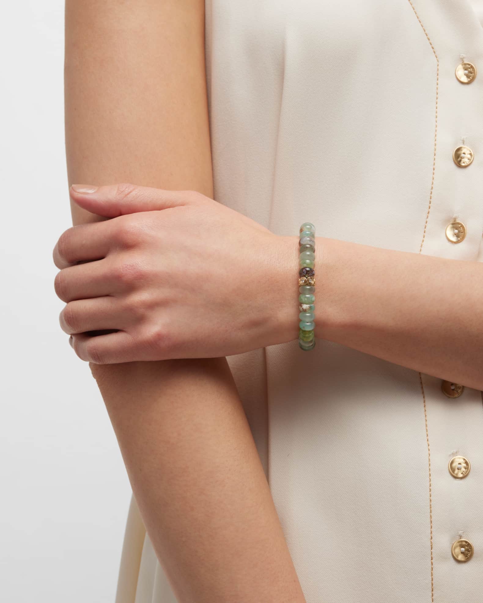 Aquaprase Beaded Bracelet with Diamonds 1