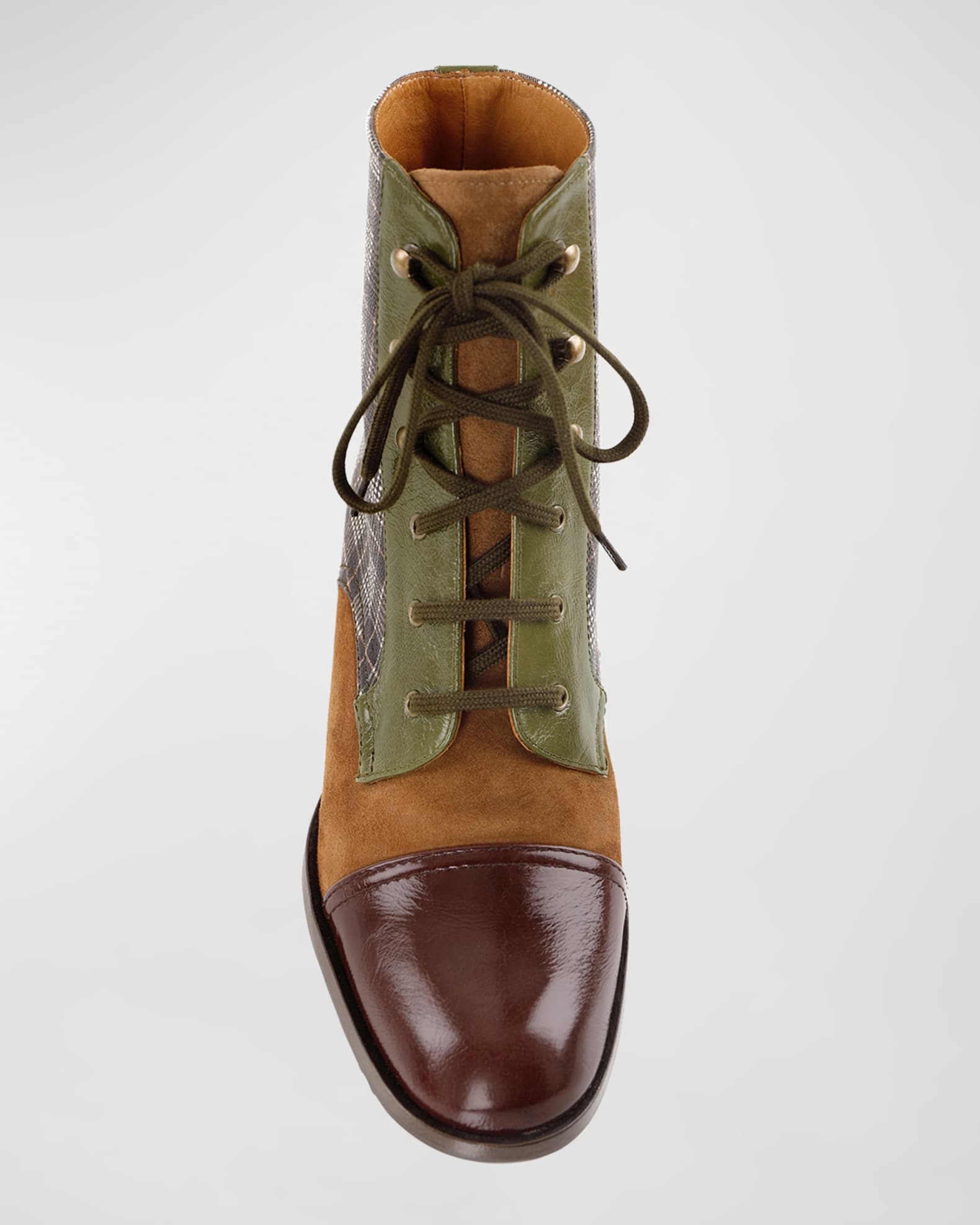 chie mihara low heel lace up boots