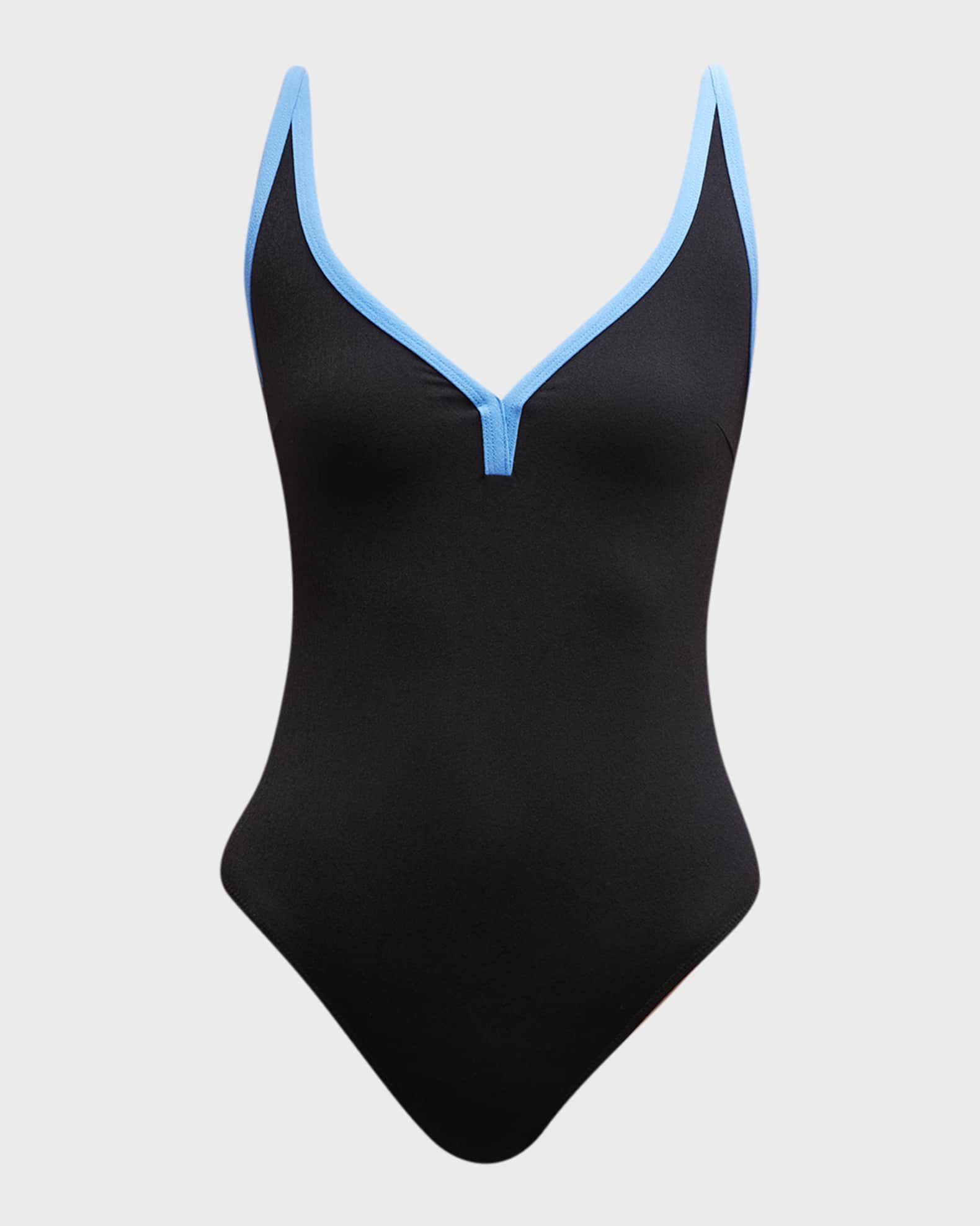 Lisa Marie Fernandez Maria Contrast-Trim One-Piece Swimsuit | Neiman Marcus