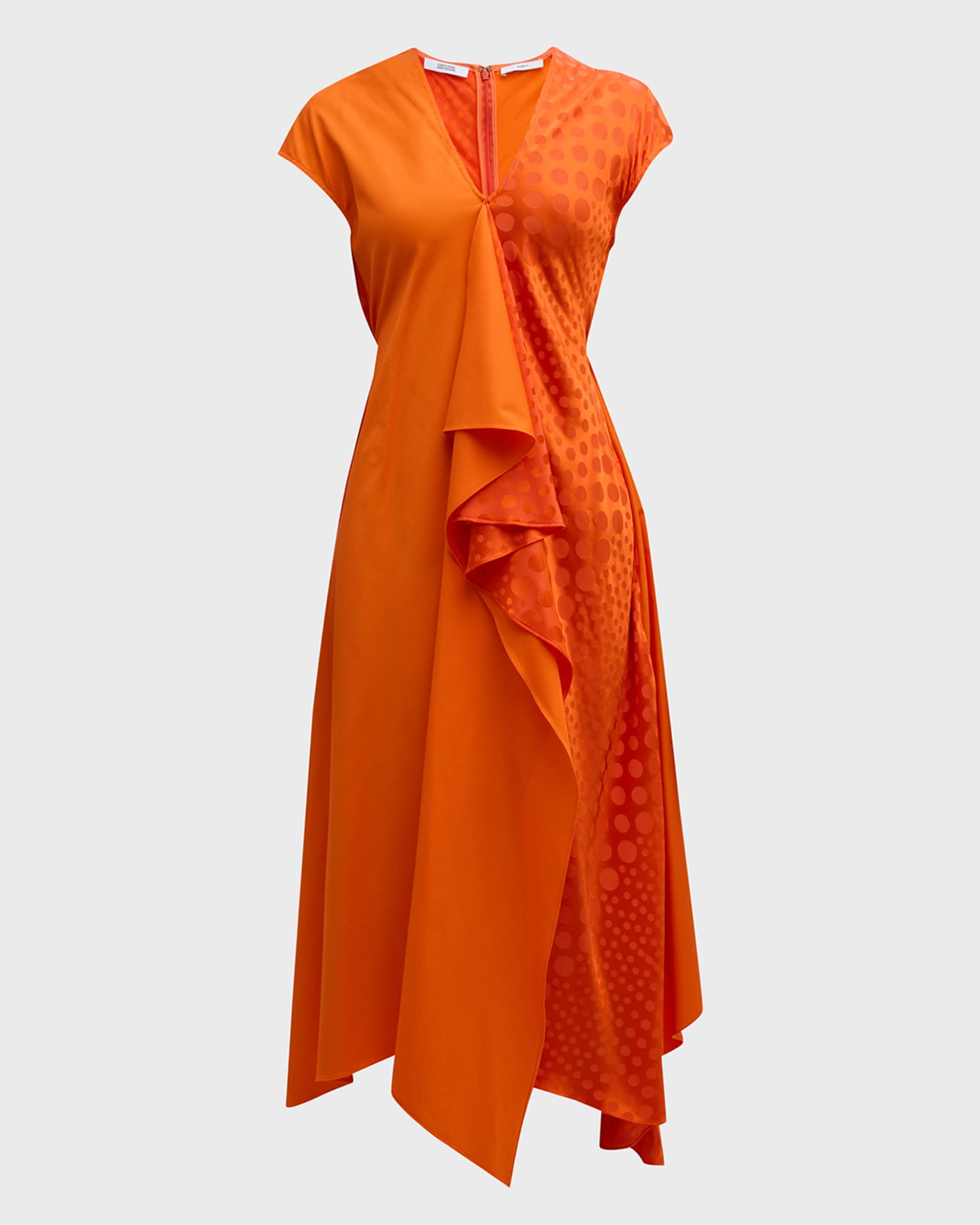 CHRISTOPHER JOHN ROGERS V-Neck Ruffle Handkerchief-Hem Maxi Dress ...