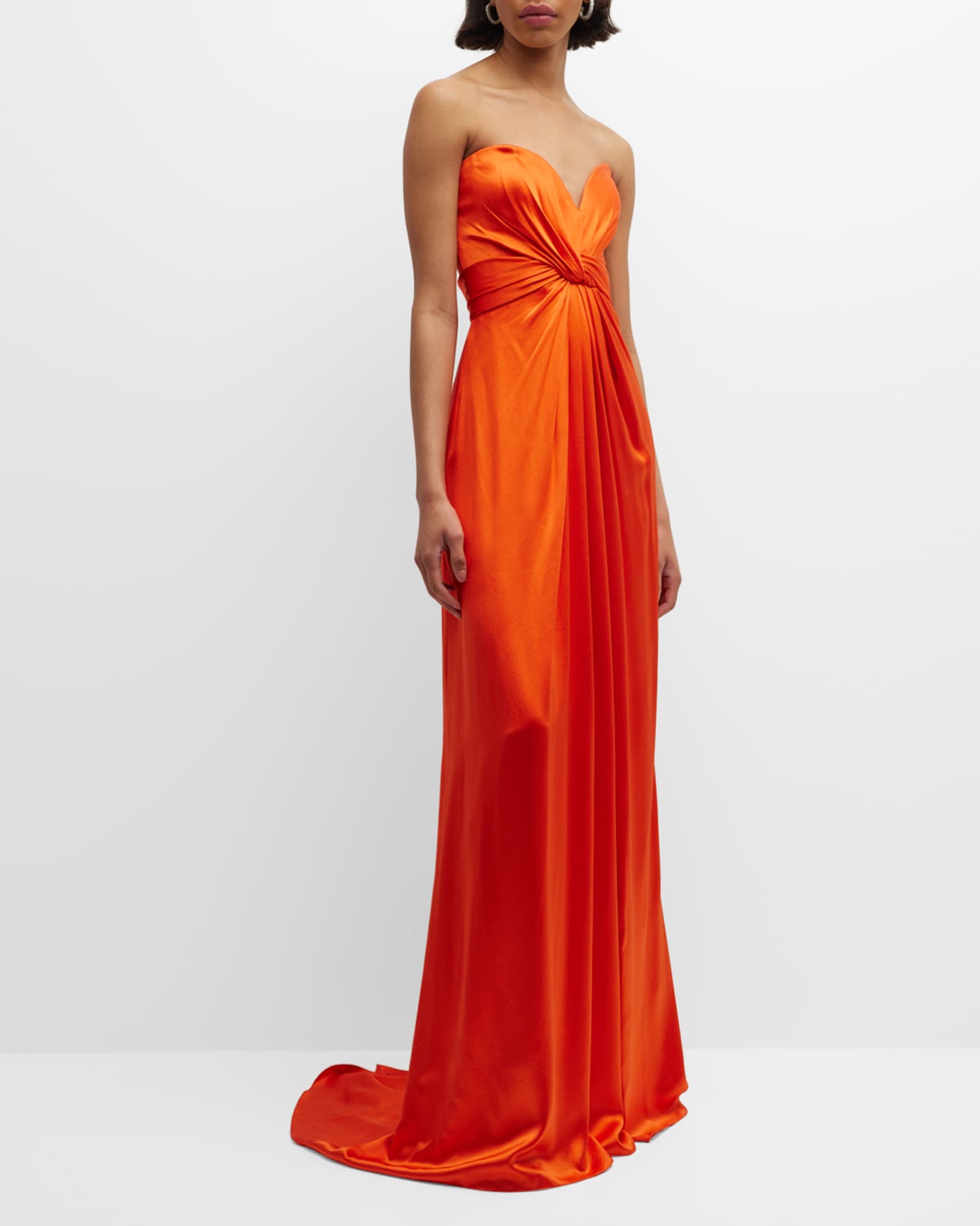 Monique Lhuillier Strapless Gown with Twist-Draped Bodice | Neiman Marcus