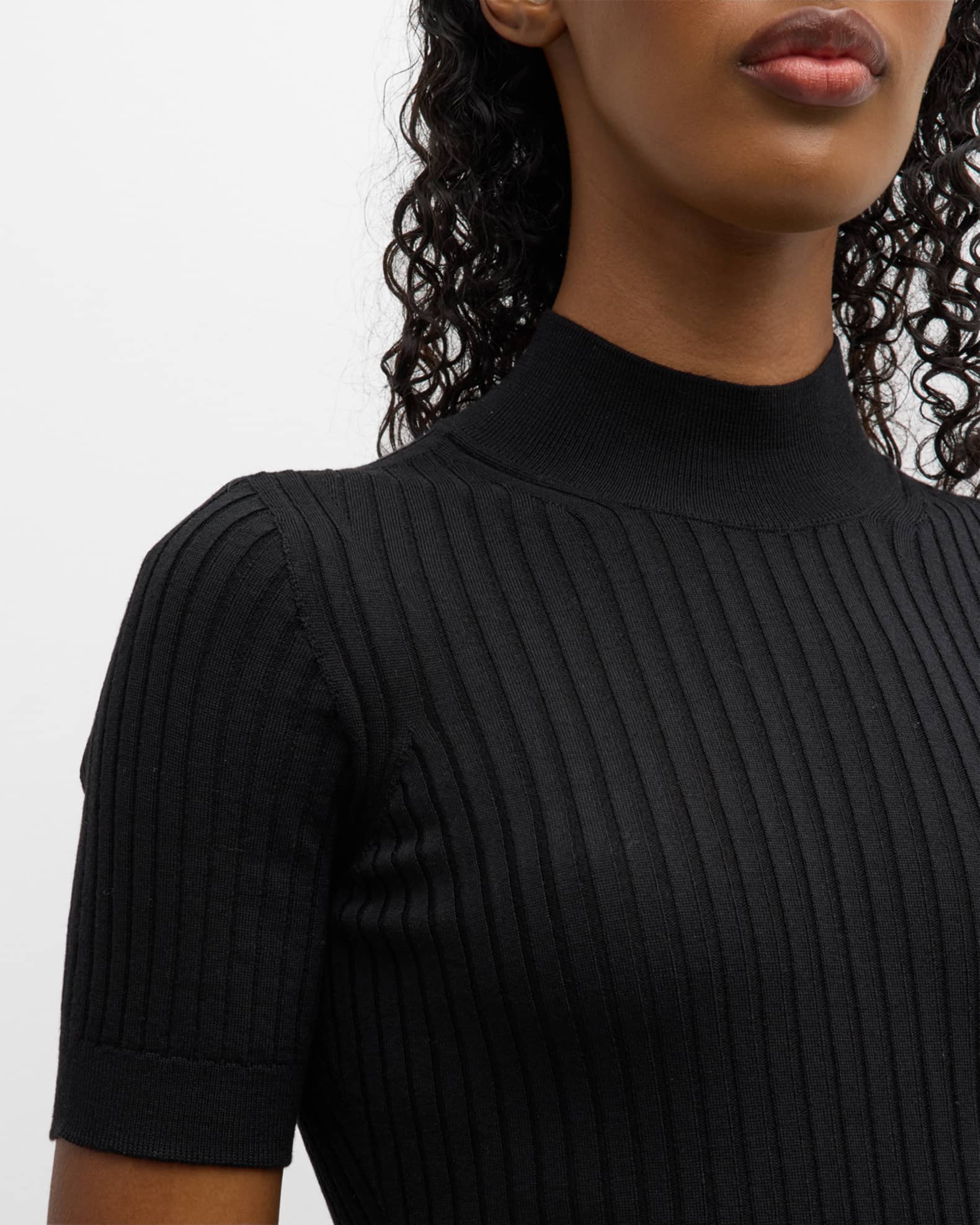 Seamless Ribbed Mock-Neck Sweater