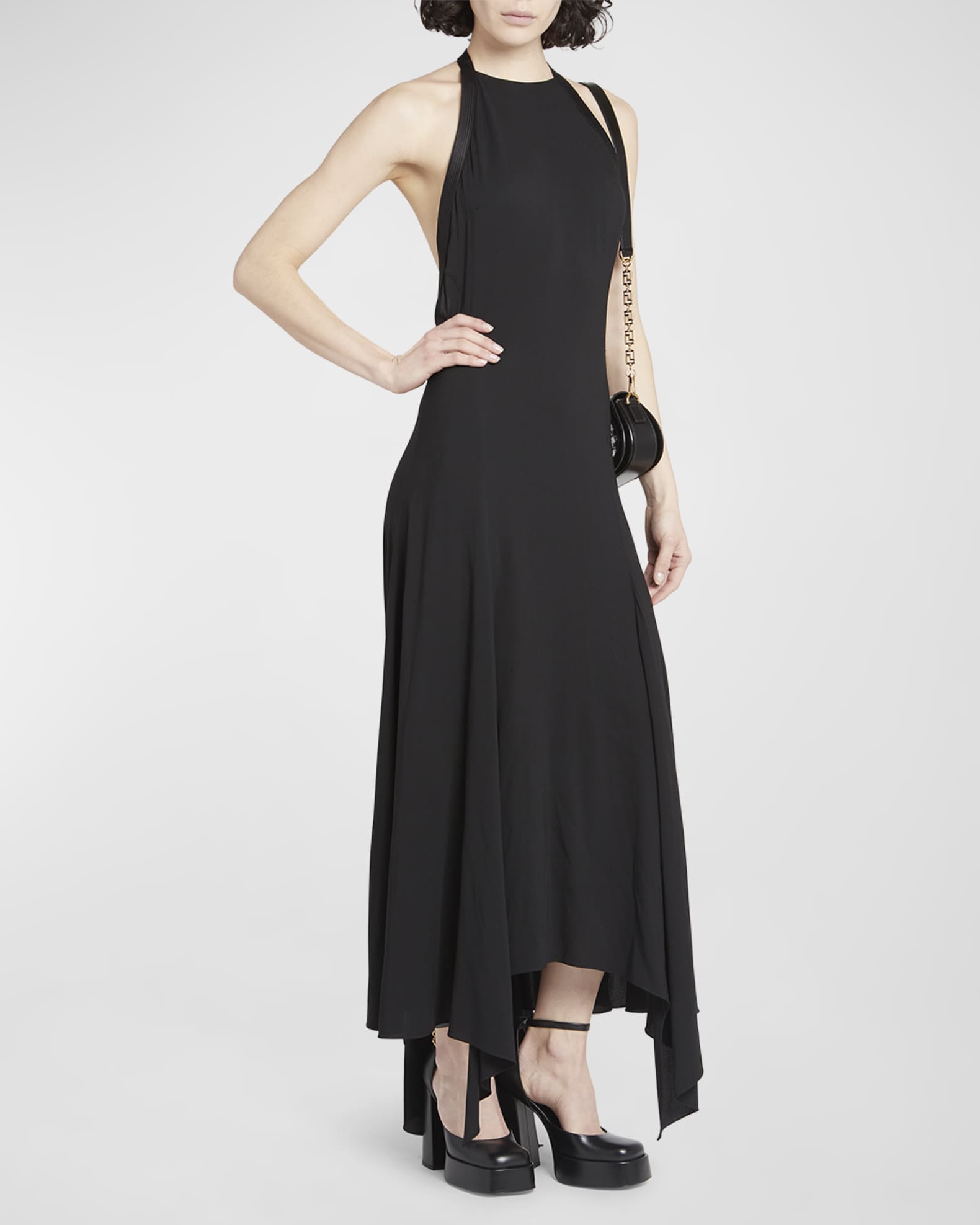 Versace x Dua Lipa Safety Pin Silk Georgette Halter Maxi Dress | Neiman ...