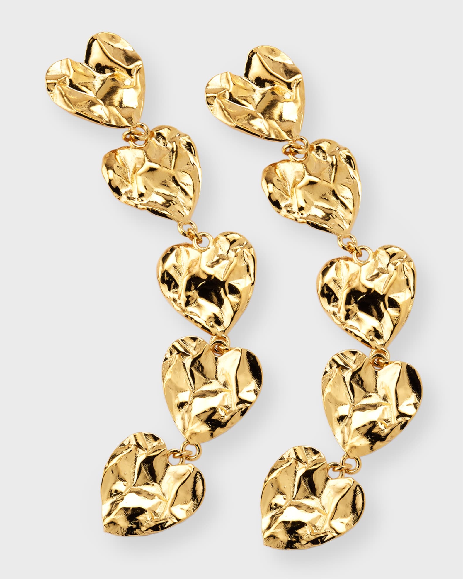 Oscar de la Renta Crushed Heart Vertical Drop Earrings Neiman Marcus