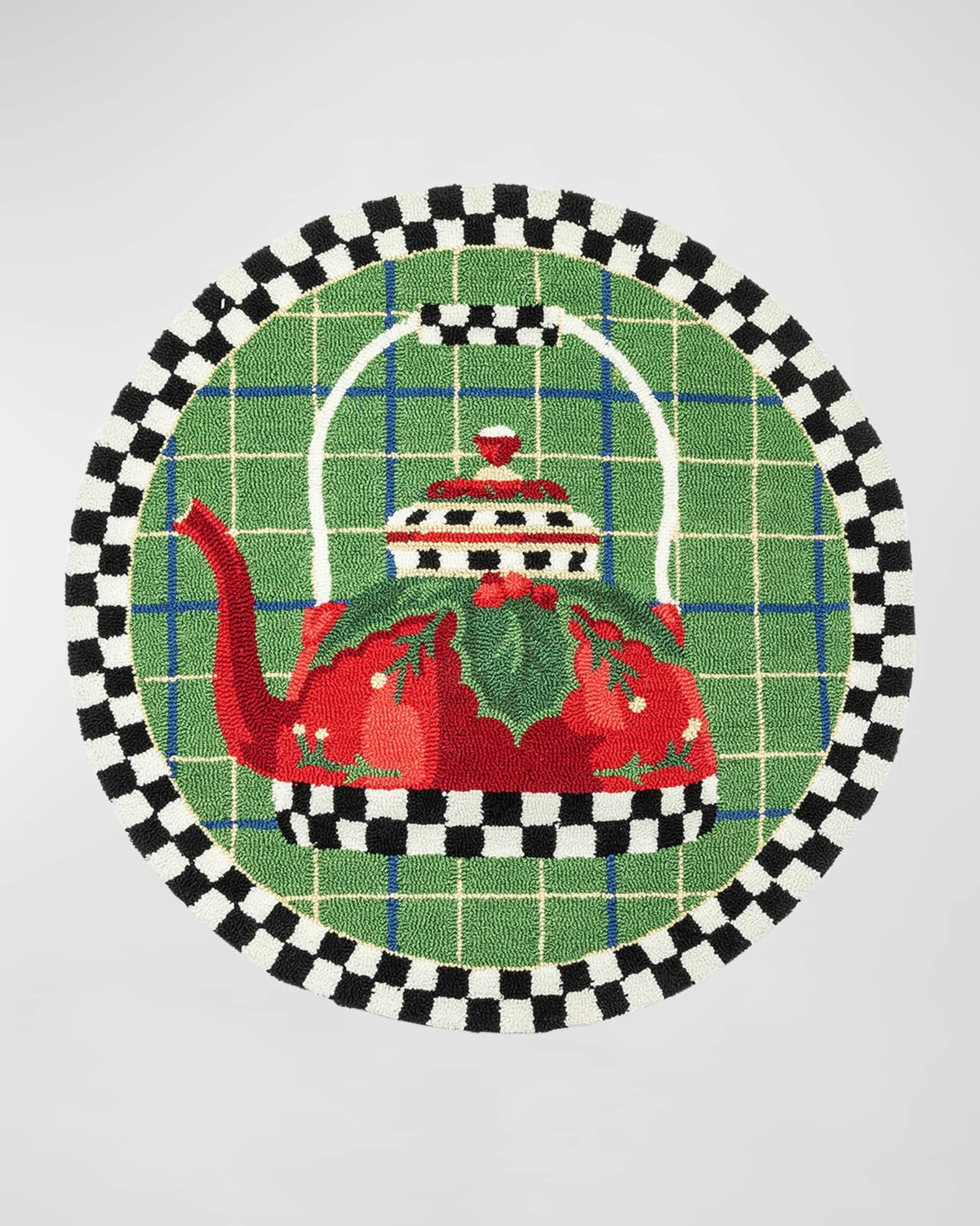 Holiday Tea Kettle Rug, 3' Round 0