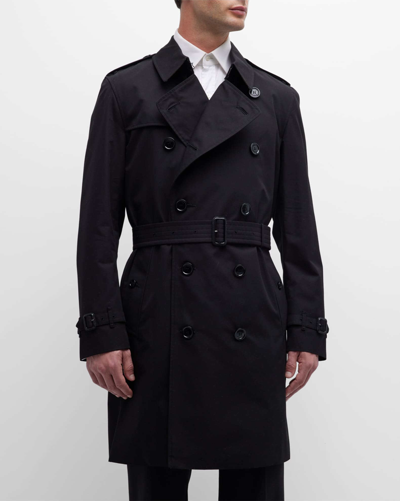Burberry black mens trench coat deals