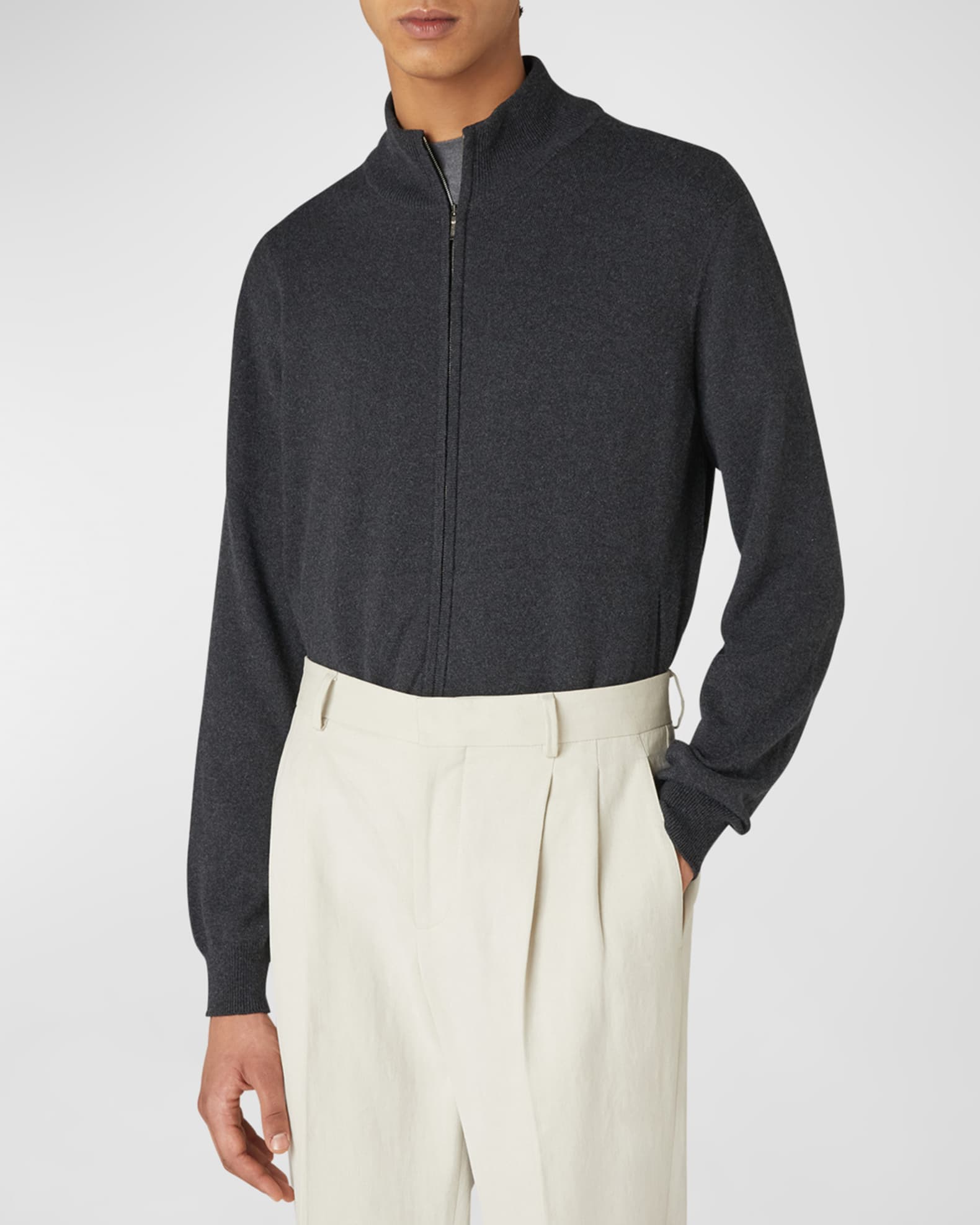Loro Piana Men's Baby Cashmere Full-Zip Sweater | Neiman Marcus